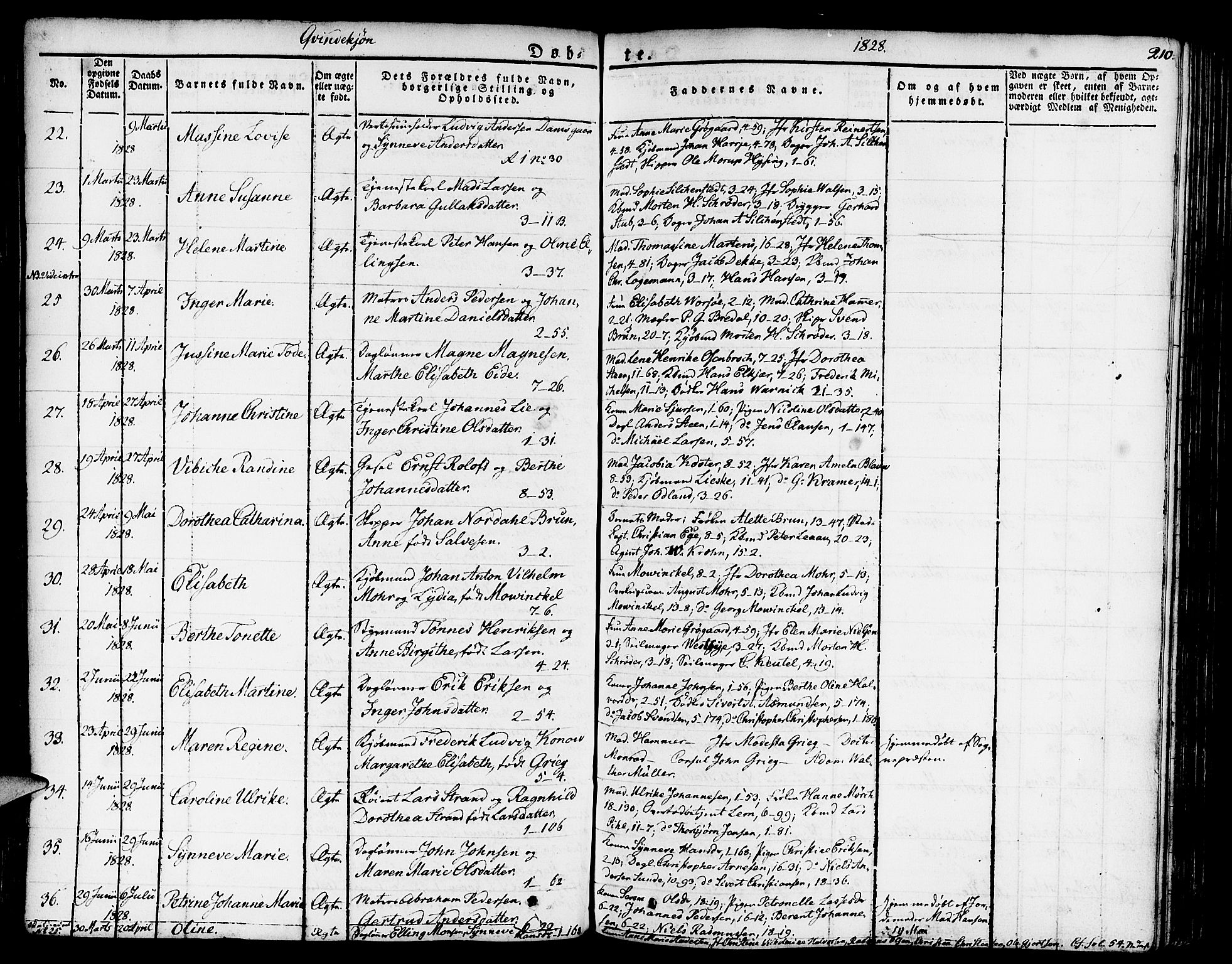 Nykirken Sokneprestembete, AV/SAB-A-77101/H/Haa/L0012: Parish register (official) no. A 12, 1821-1844, p. 210