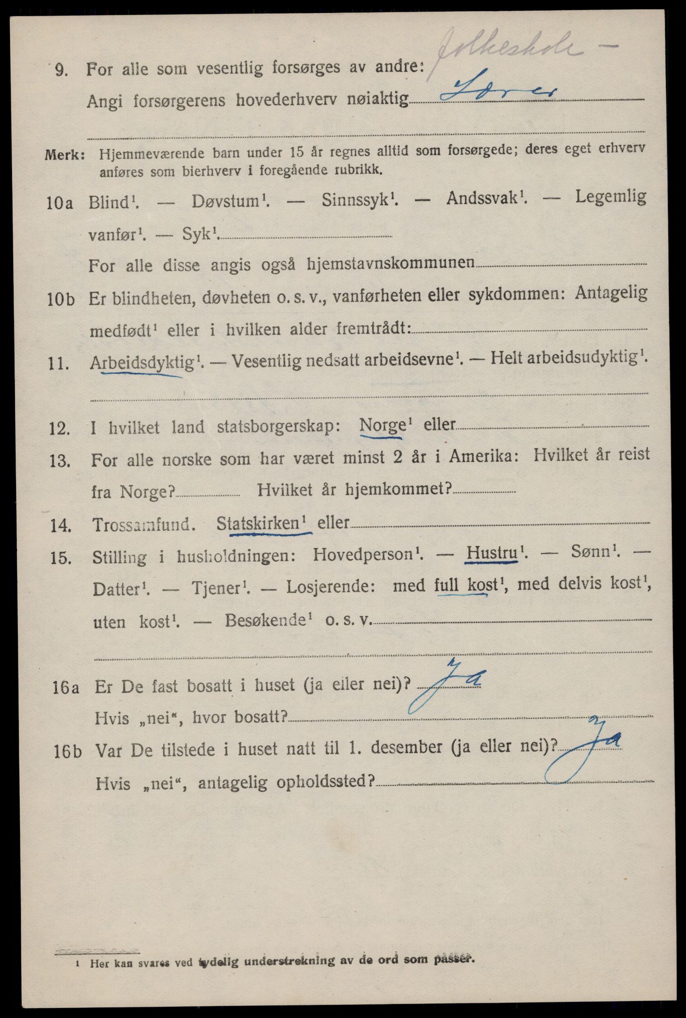 SAST, 1920 census for Bjerkreim, 1920, p. 2579