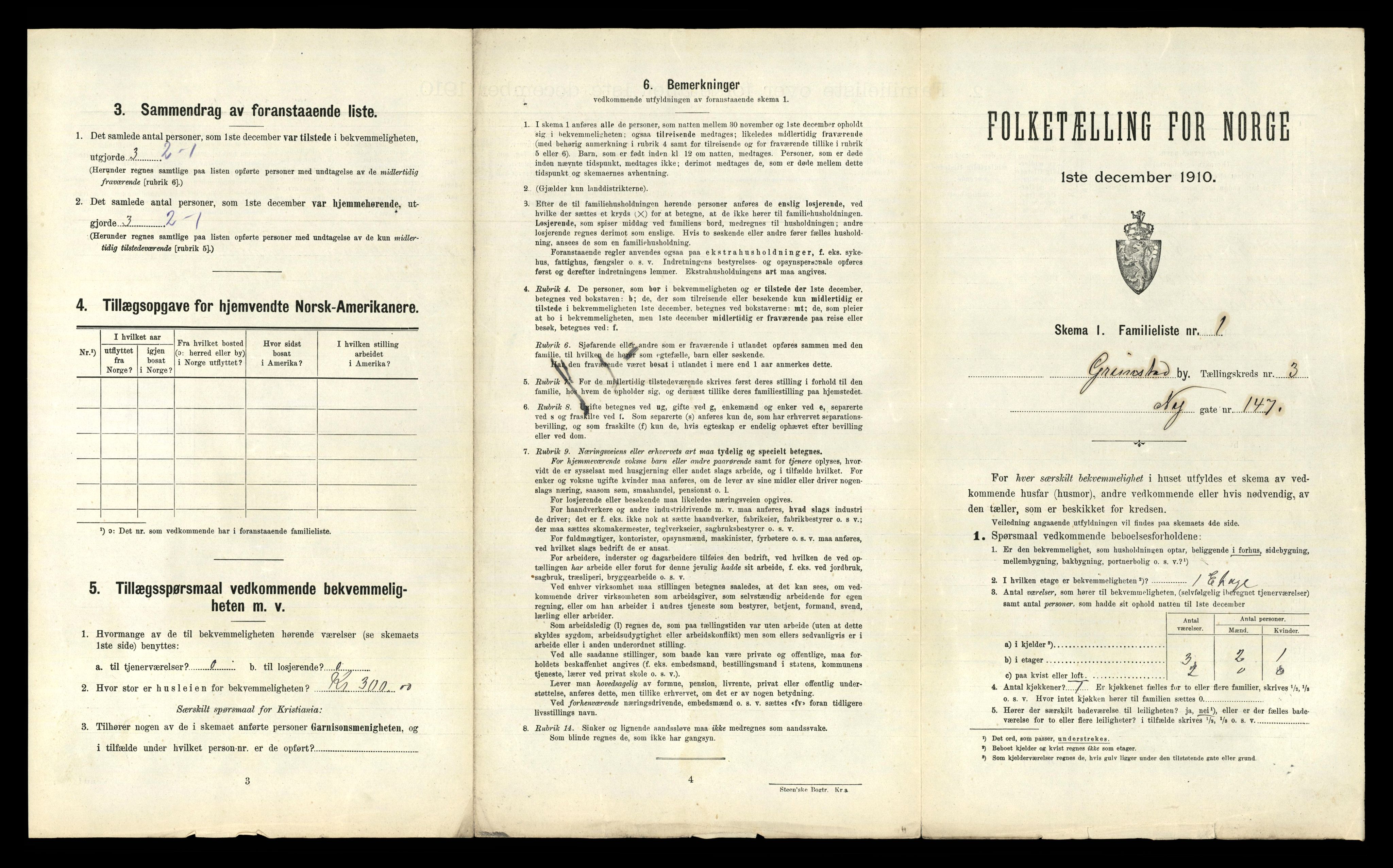 RA, 1910 census for Grimstad, 1910, p. 1584