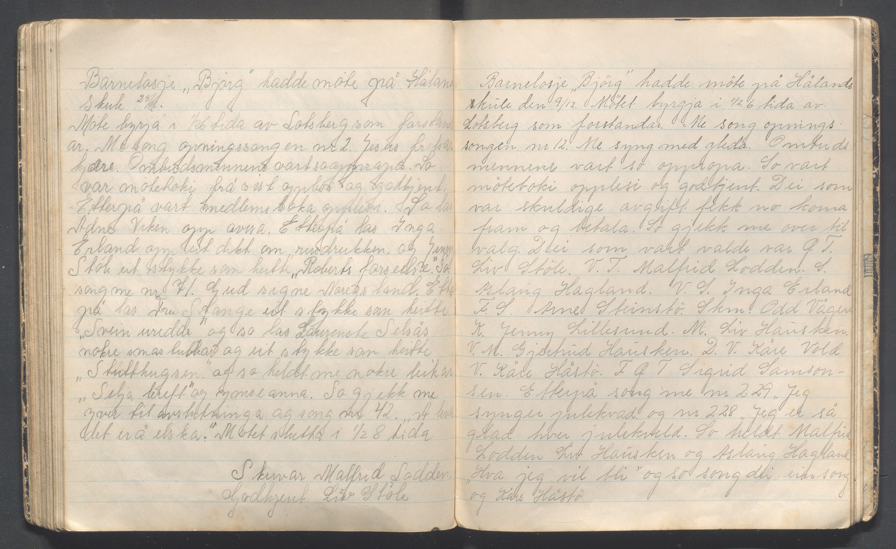 Karmøy kommune - PA 5, IOGT barnelosje «Bjørg» nr. 413 (Torvastad), IKAR/A-12/A/L0001: Møtebok for barnelosje "Bjørg" nr. 713, 1935-1946, p. 47