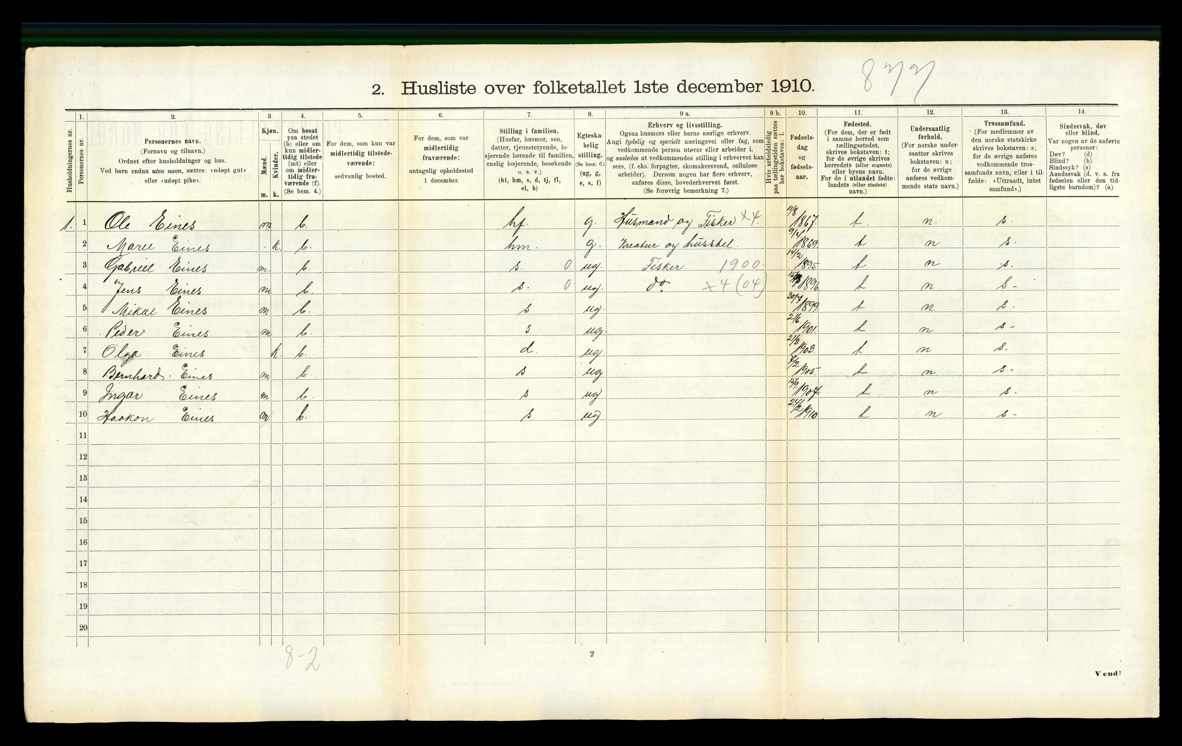 RA, 1910 census for Edøy, 1910, p. 335