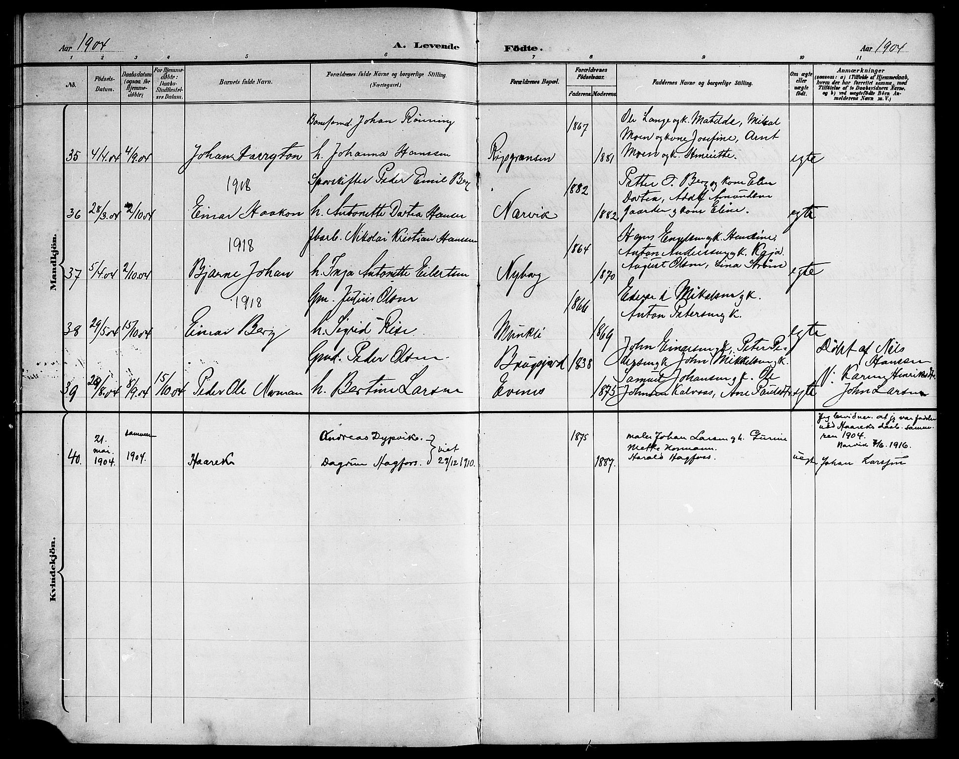 Ministerialprotokoller, klokkerbøker og fødselsregistre - Nordland, AV/SAT-A-1459/866/L0953: Parish register (copy) no. 866C02, 1900-1905