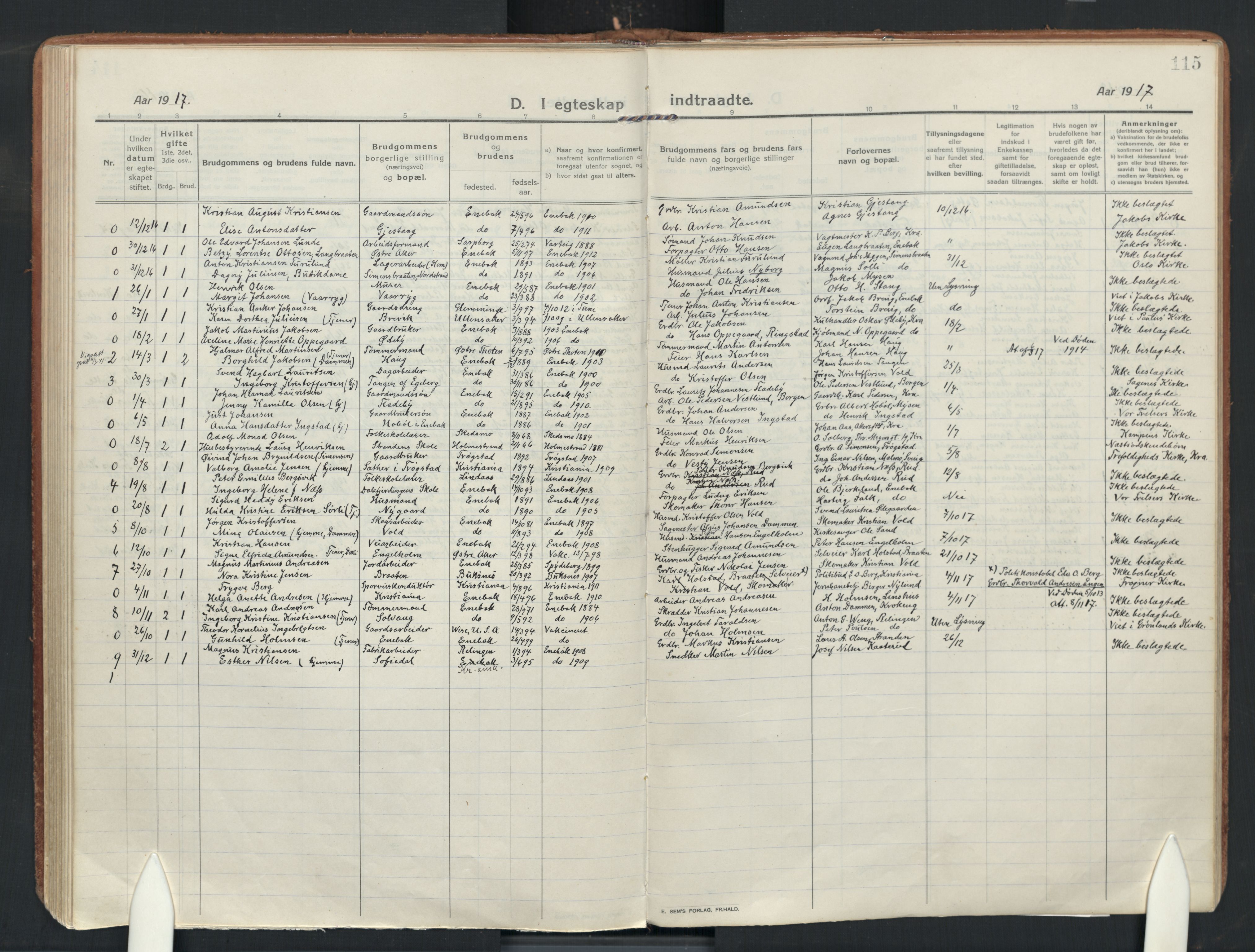 Enebakk prestekontor Kirkebøker, SAO/A-10171c/F/Fa/L0019: Parish register (official) no. I 19, 1912-1935, p. 115