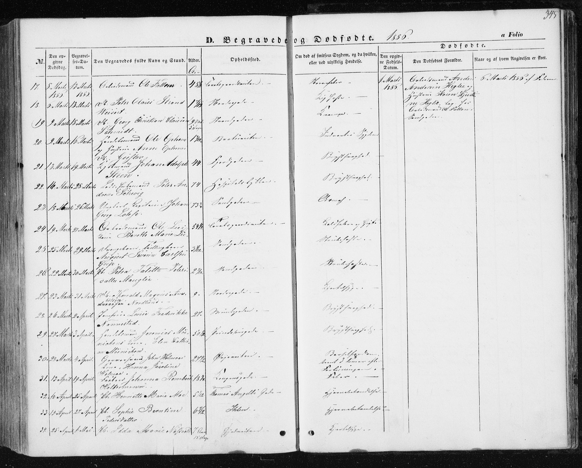Ministerialprotokoller, klokkerbøker og fødselsregistre - Sør-Trøndelag, SAT/A-1456/602/L0112: Parish register (official) no. 602A10, 1848-1859, p. 345