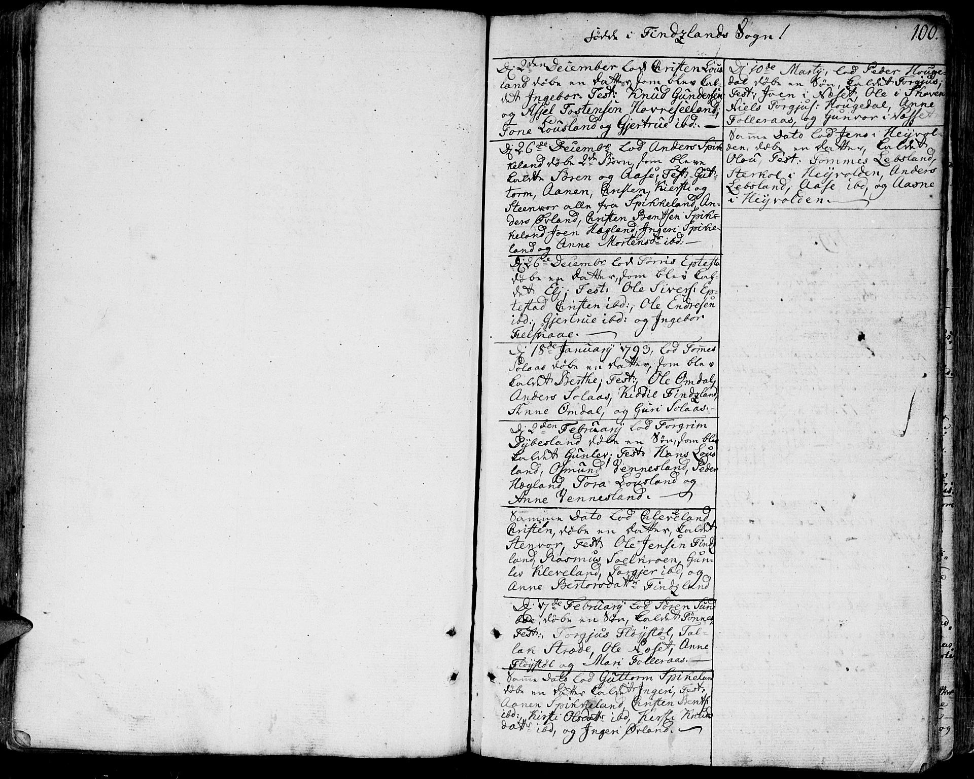 Bjelland sokneprestkontor, AV/SAK-1111-0005/F/Fa/Faa/L0001: Parish register (official) no. A 1 /2, 1793-1815, p. 100