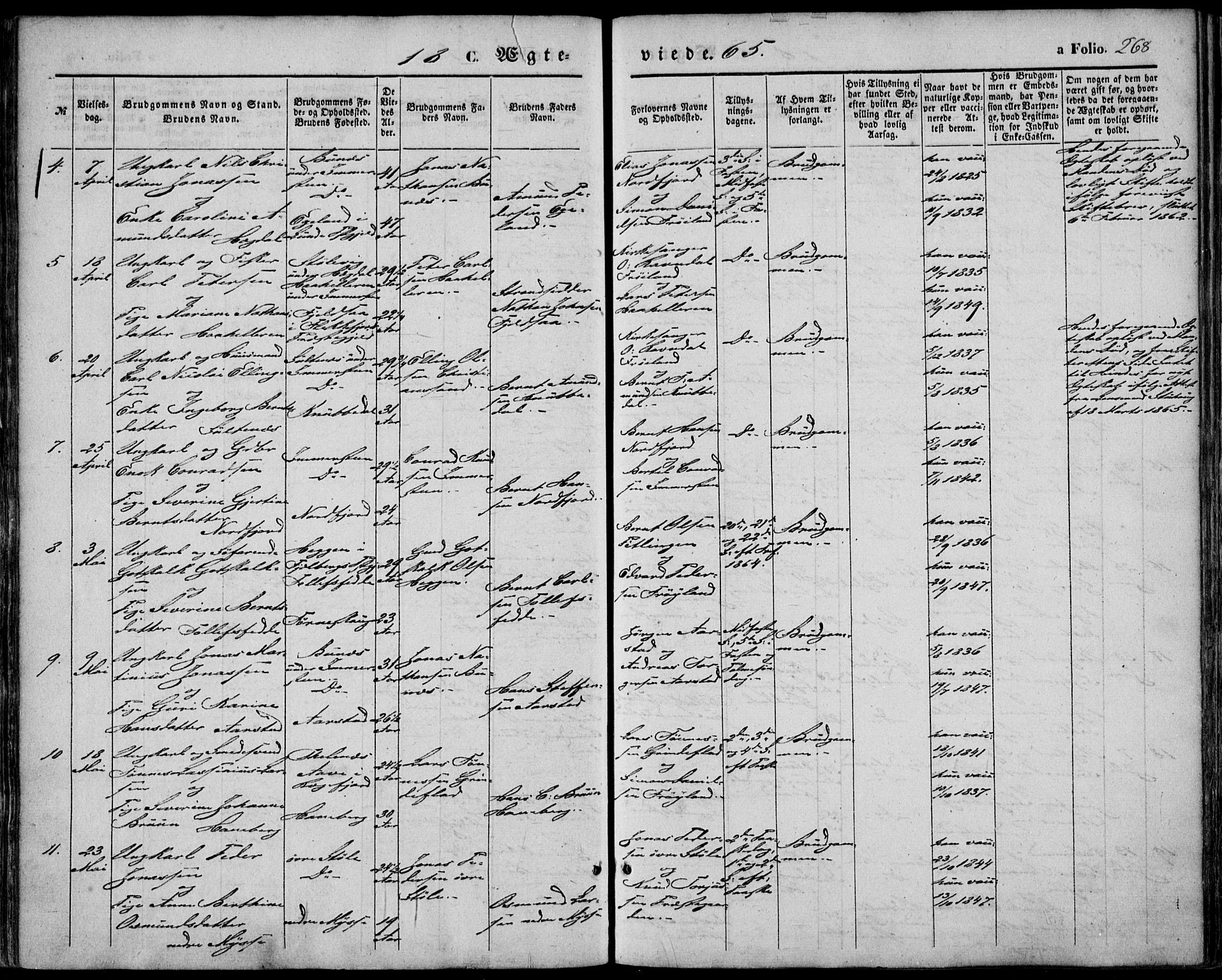 Sokndal sokneprestkontor, AV/SAST-A-101808: Parish register (official) no. A 9, 1857-1874, p. 268