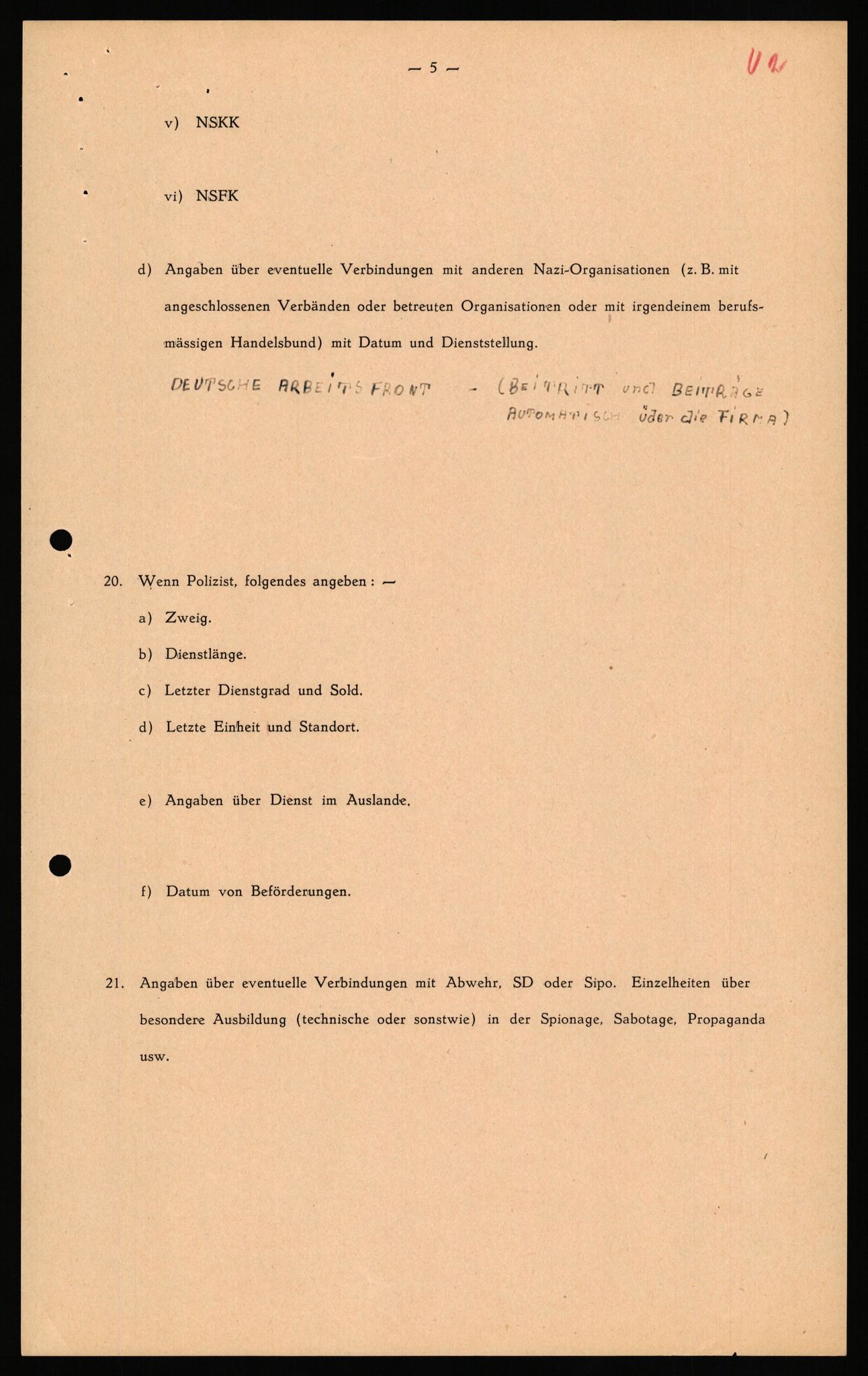 Forsvaret, Forsvarets overkommando II, AV/RA-RAFA-3915/D/Db/L0040: CI Questionaires. Tyske okkupasjonsstyrker i Norge. Østerrikere., 1945-1946, p. 319