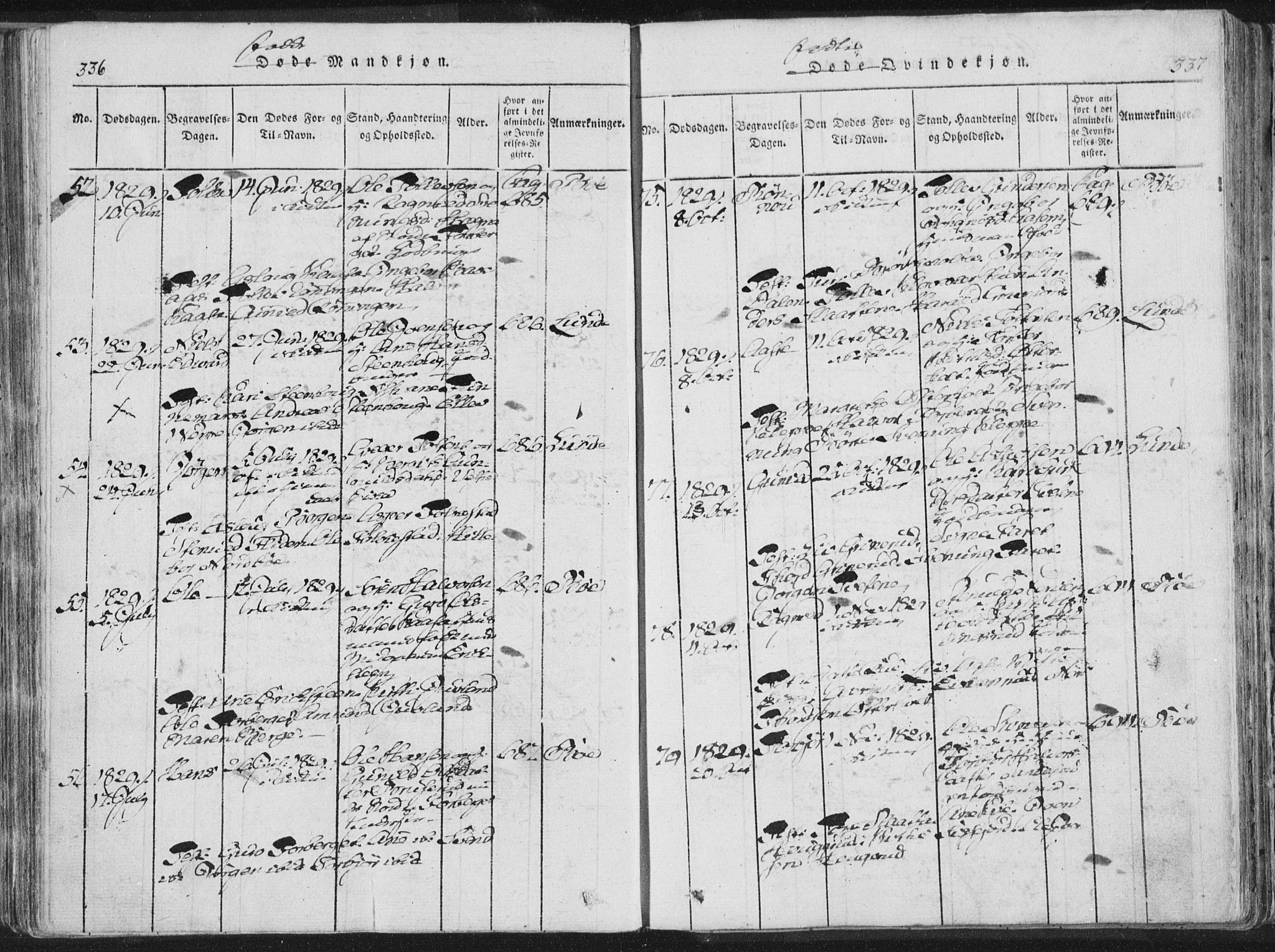 Bø kirkebøker, AV/SAKO-A-257/F/Fa/L0006: Parish register (official) no. 6, 1815-1831, p. 336-337