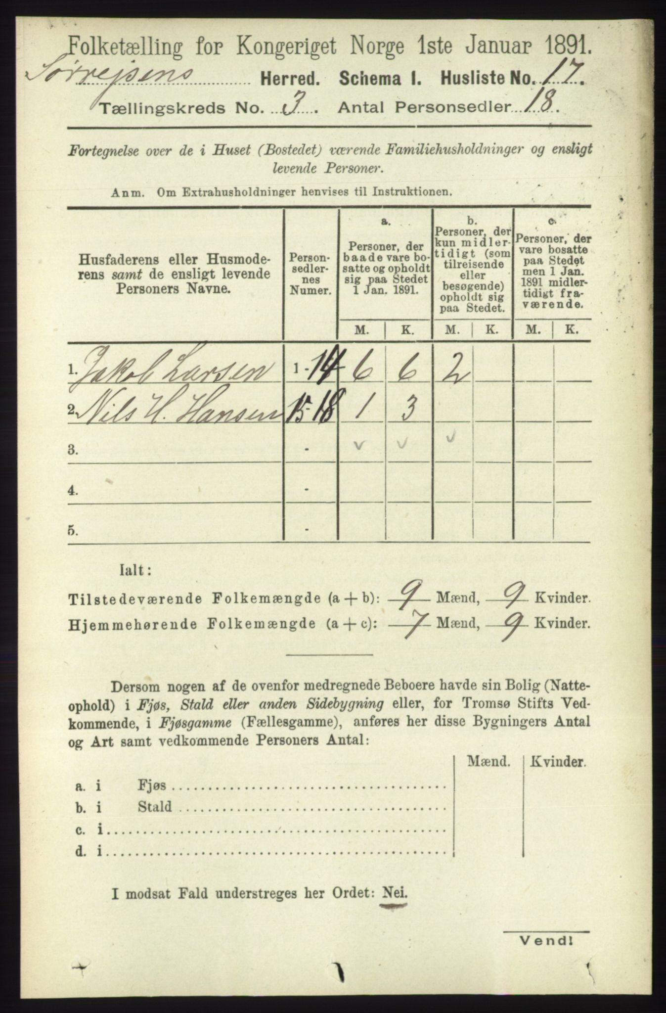 RA, 1891 census for 1925 Sørreisa, 1891, p. 660