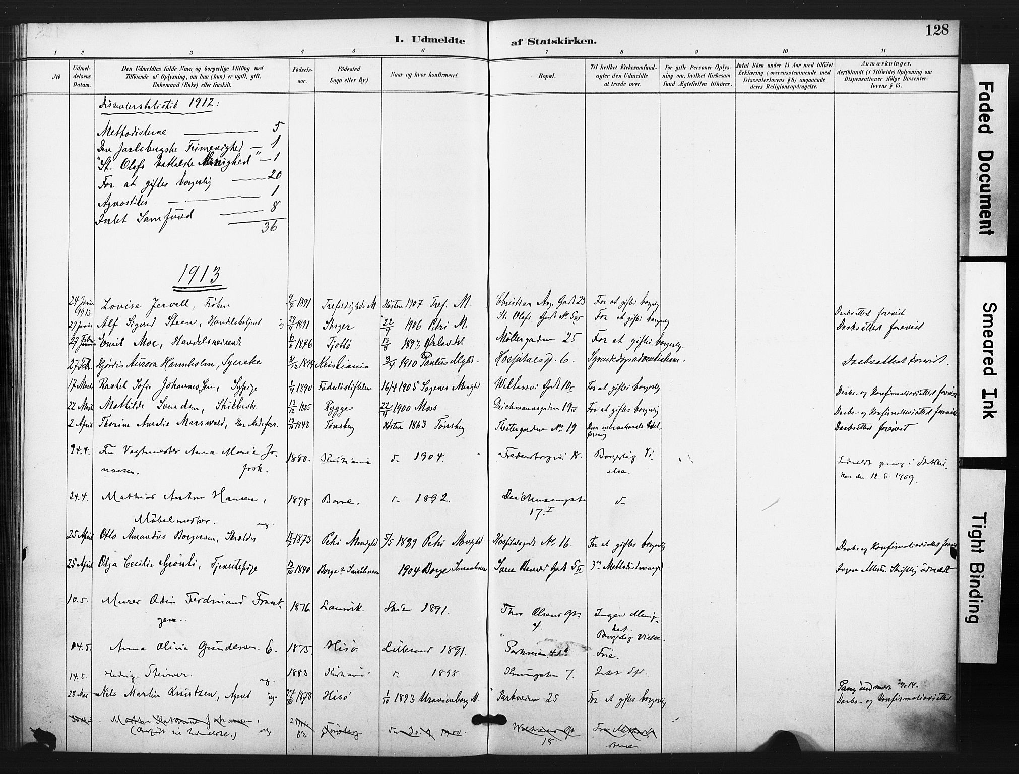 Trefoldighet prestekontor Kirkebøker, AV/SAO-A-10882/F/Ff/L0002: Parish register (official) no. VI 2, 1891-1918, p. 128