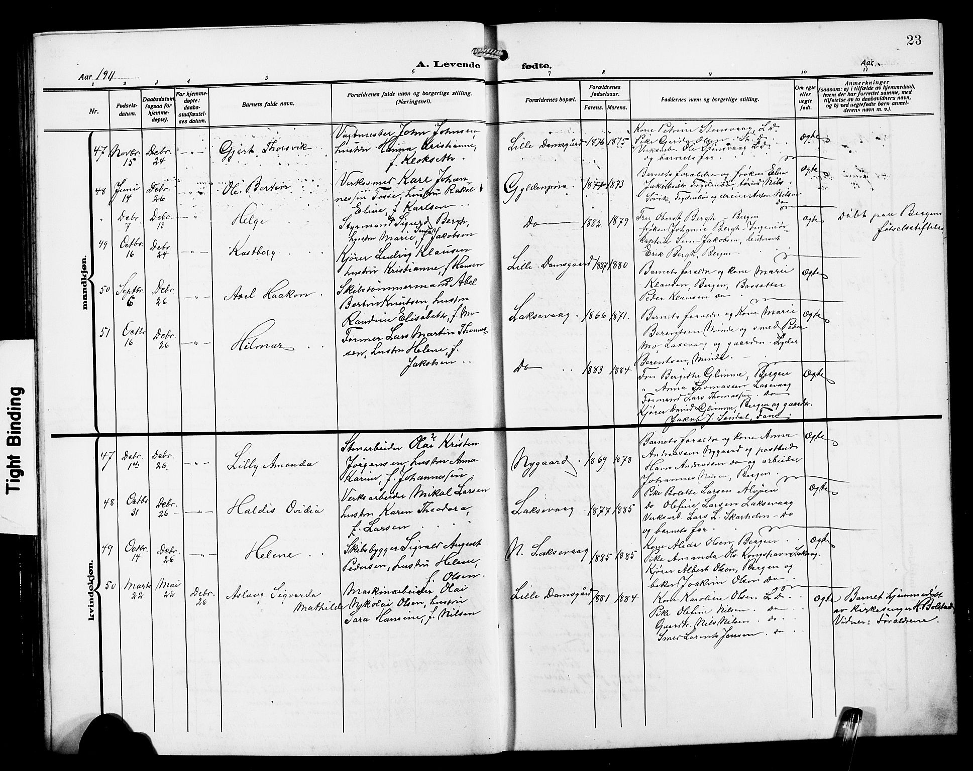 Laksevåg Sokneprestembete, SAB/A-76501/H/Ha/Hab/Haba/L0005: Parish register (copy) no. A 5, 1910-1917, p. 23