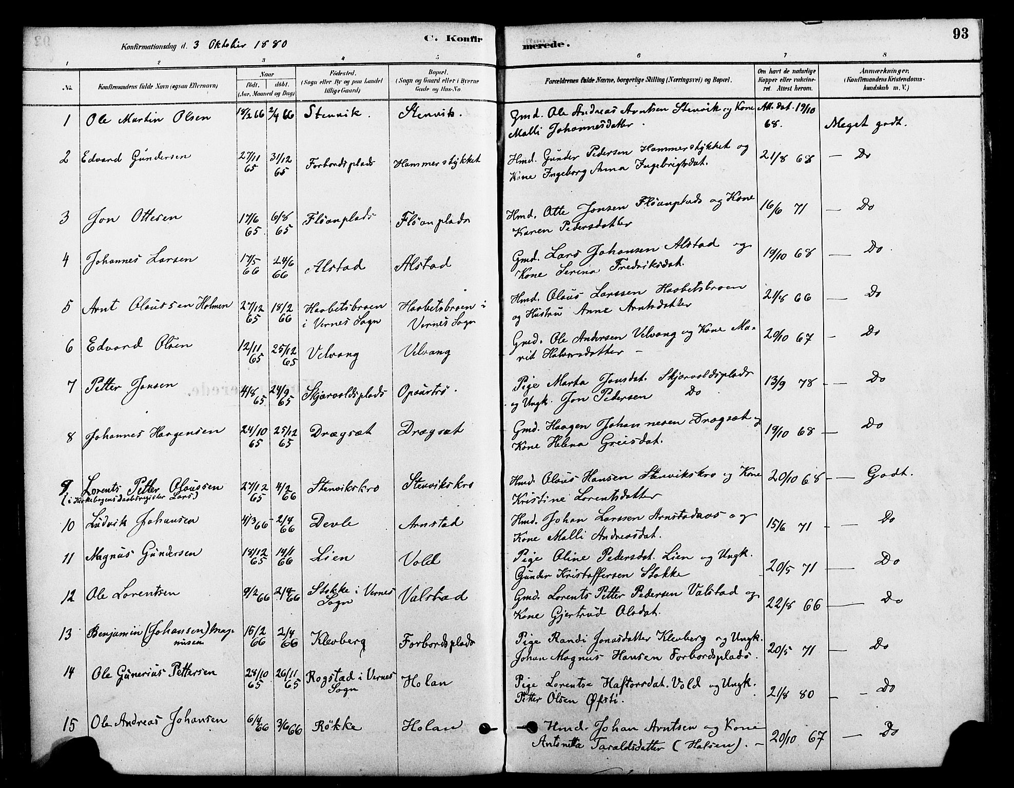 Ministerialprotokoller, klokkerbøker og fødselsregistre - Nord-Trøndelag, SAT/A-1458/712/L0100: Parish register (official) no. 712A01, 1880-1900, p. 93