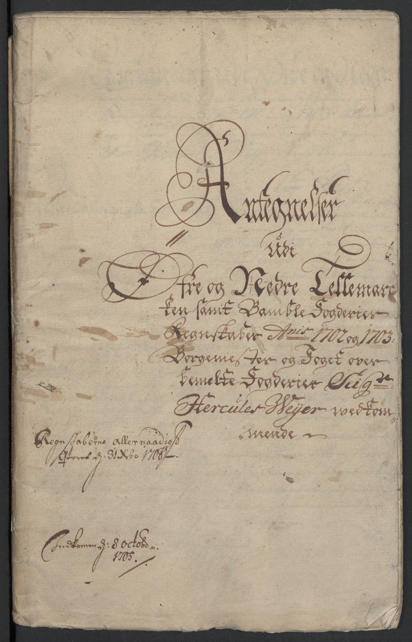 Rentekammeret inntil 1814, Reviderte regnskaper, Fogderegnskap, RA/EA-4092/R36/L2110: Fogderegnskap Øvre og Nedre Telemark og Bamble, 1703, p. 98
