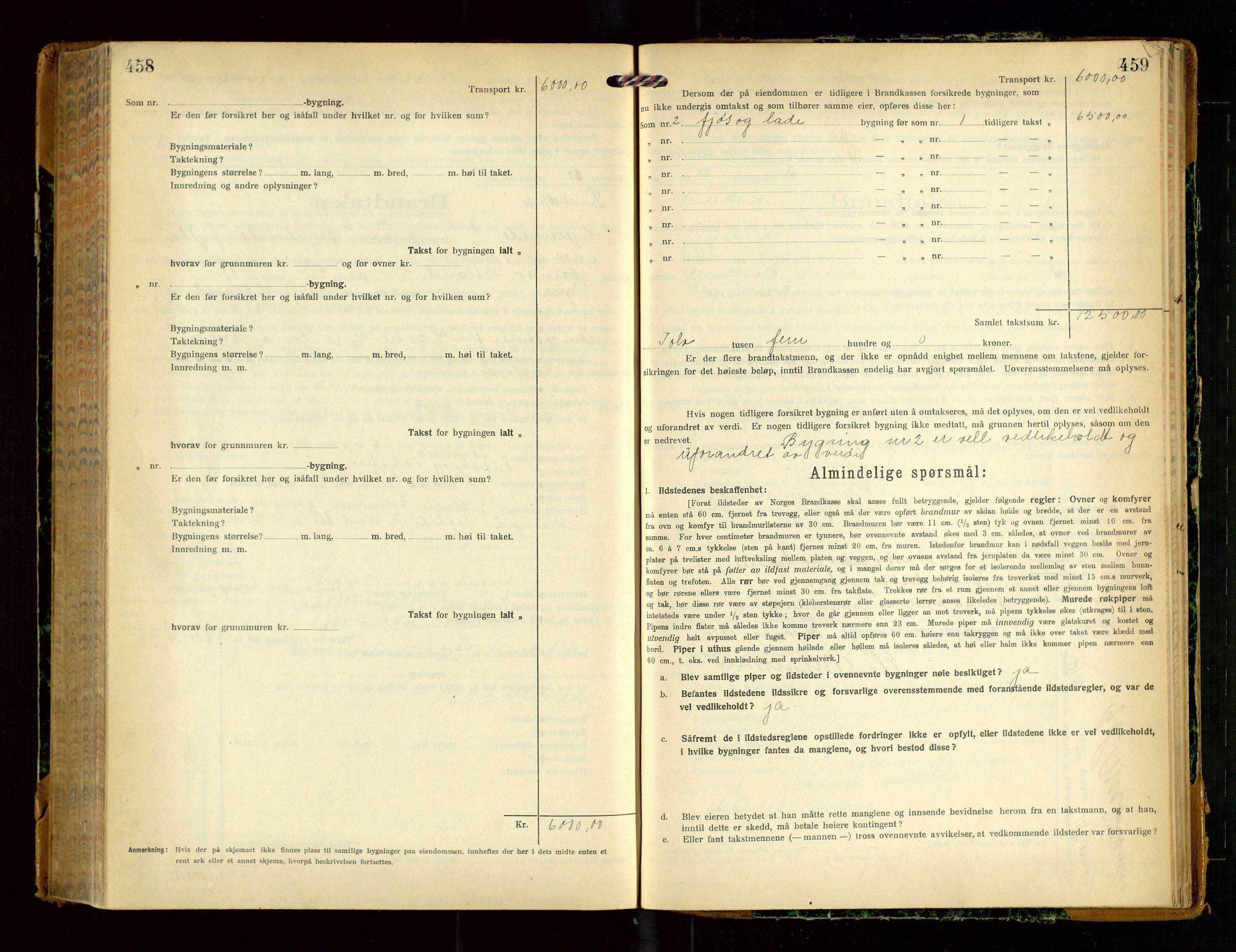 Eigersund lensmannskontor, SAST/A-100171/Gob/L0004: "Branntakstprotokoll", 1921-1925, p. 458-459