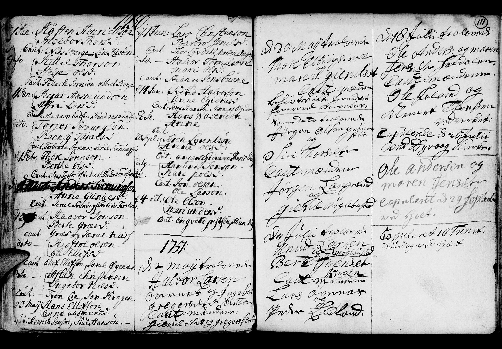 Holt sokneprestkontor, AV/SAK-1111-0021/F/Fb/L0005: Parish register (copy) no. B 5, 1746-1764, p. 111