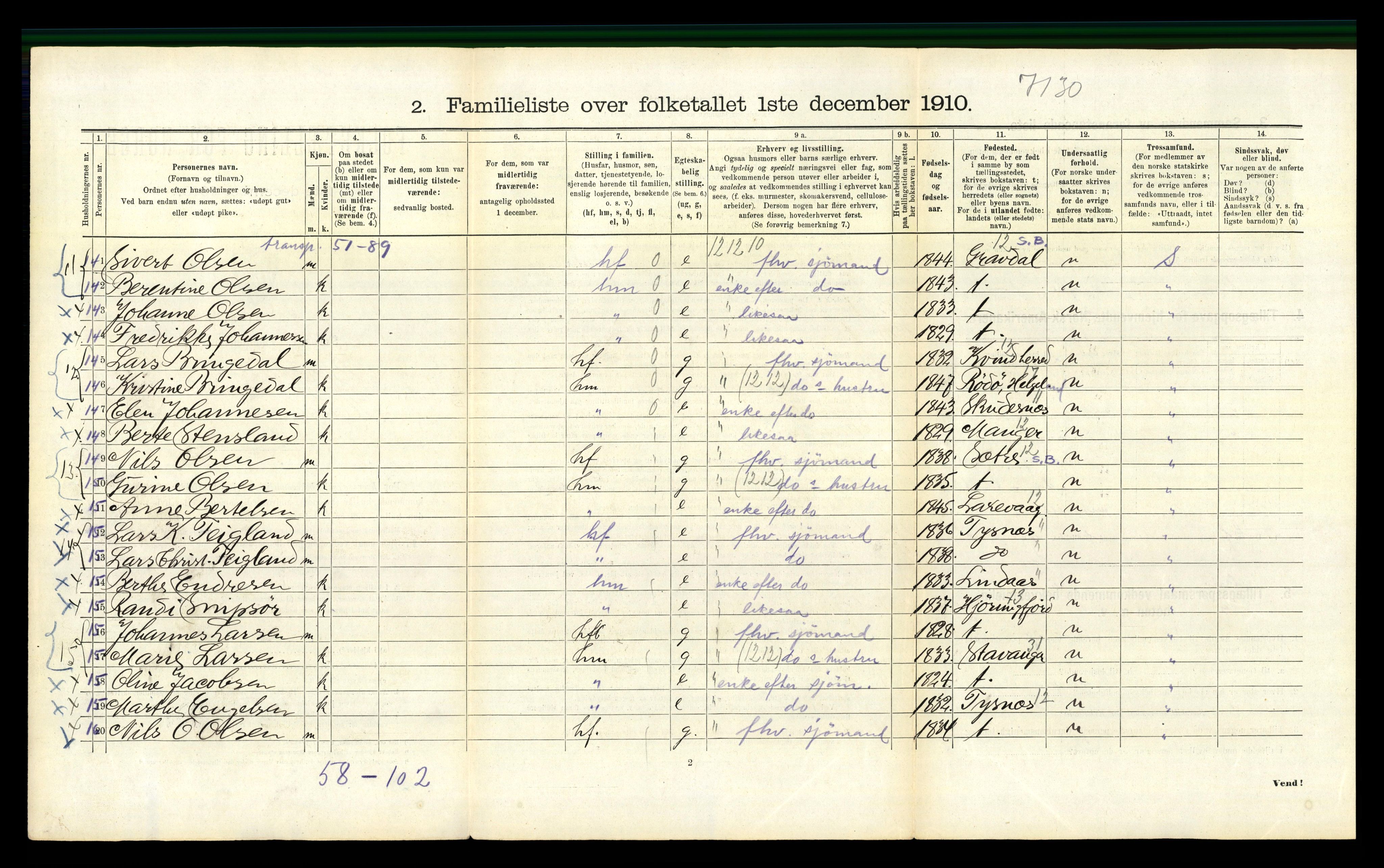 RA, 1910 census for Bergen, 1910, p. 10922