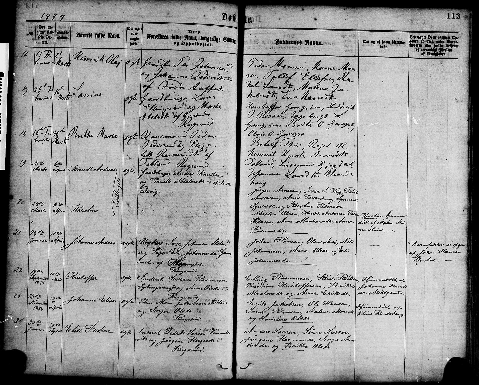 Davik sokneprestembete, AV/SAB-A-79701/H/Haa/Haaa/L0006: Parish register (official) no. A 6, 1867-1881, p. 113