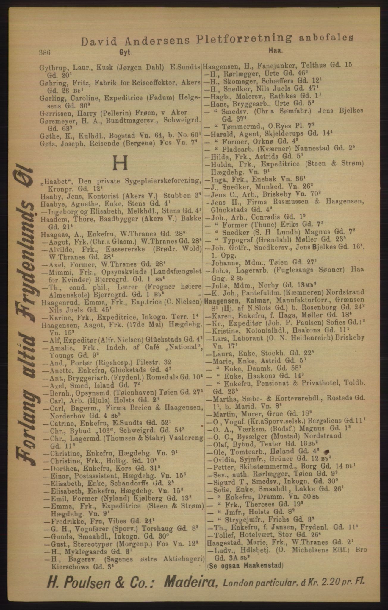Kristiania/Oslo adressebok, PUBL/-, 1906, p. 386