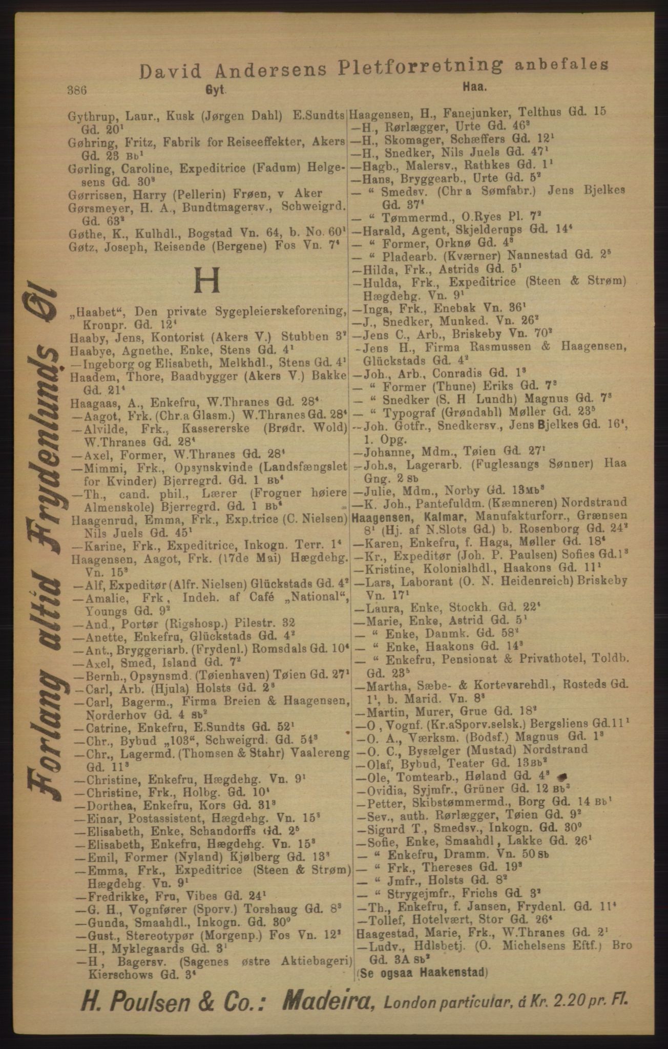 Kristiania/Oslo adressebok, PUBL/-, 1906, p. 386