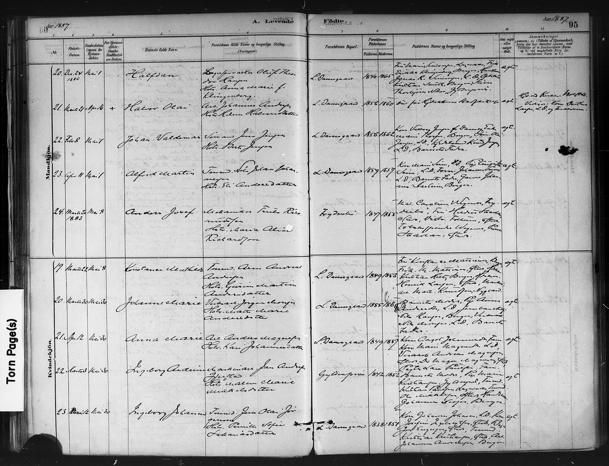 Askøy Sokneprestembete, AV/SAB-A-74101/H/Ha/Haa/Haae/L0002: Parish register (official) no. E 2, 1878-1891, p. 95