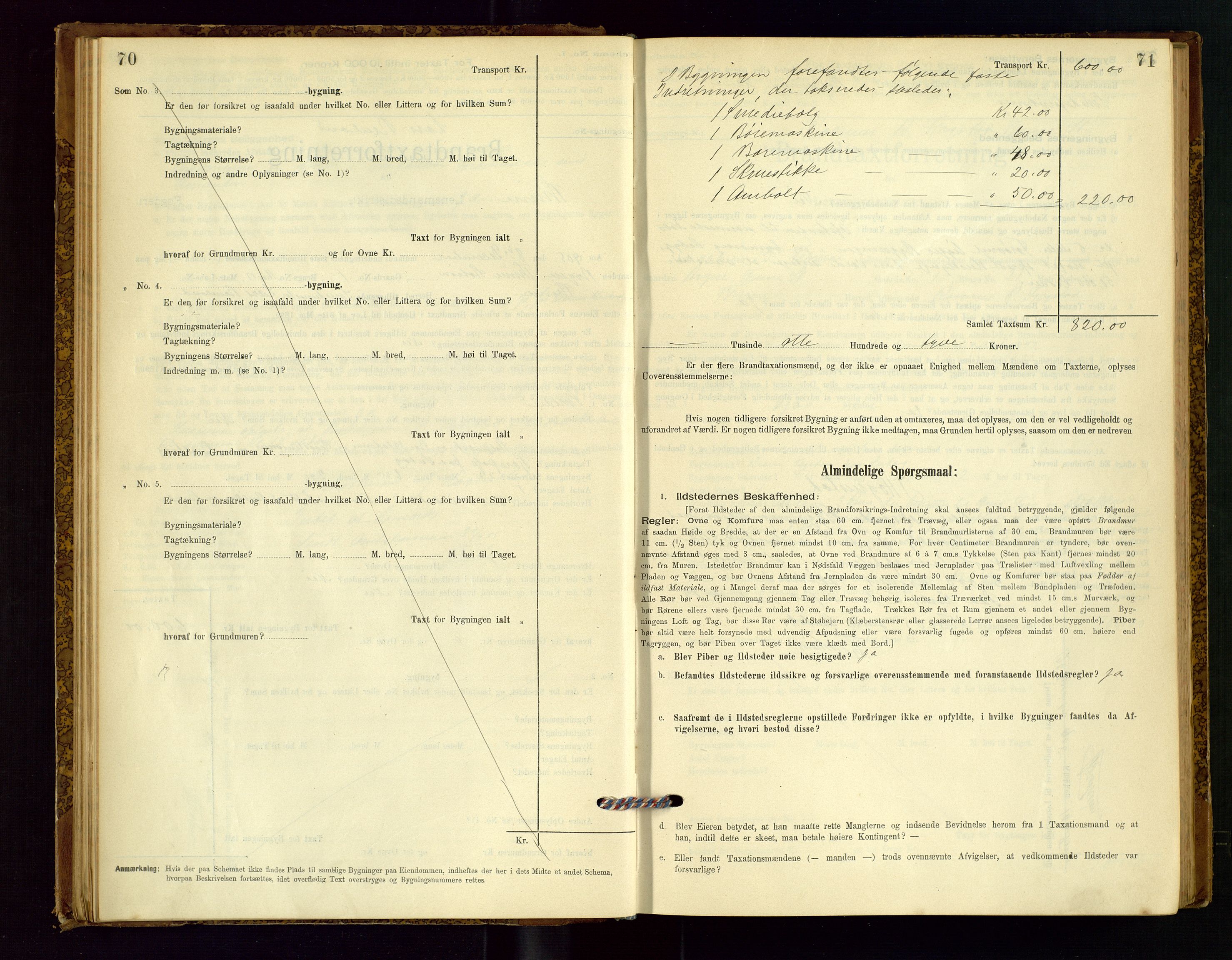 Time lensmannskontor, SAST/A-100420/Gob/L0001: Branntakstprotokoll, 1896-1914, p. 70-71