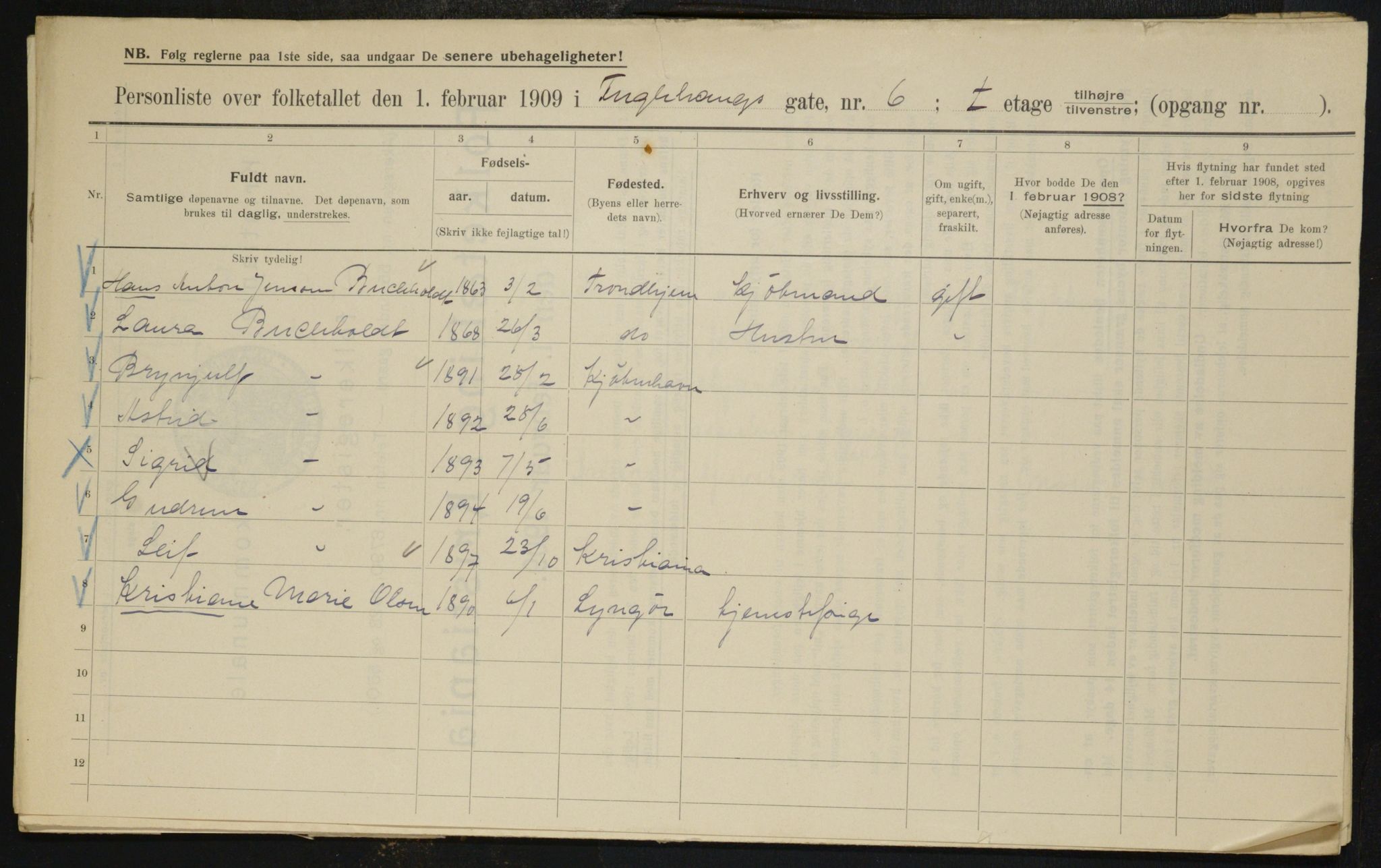 OBA, Municipal Census 1909 for Kristiania, 1909, p. 25818