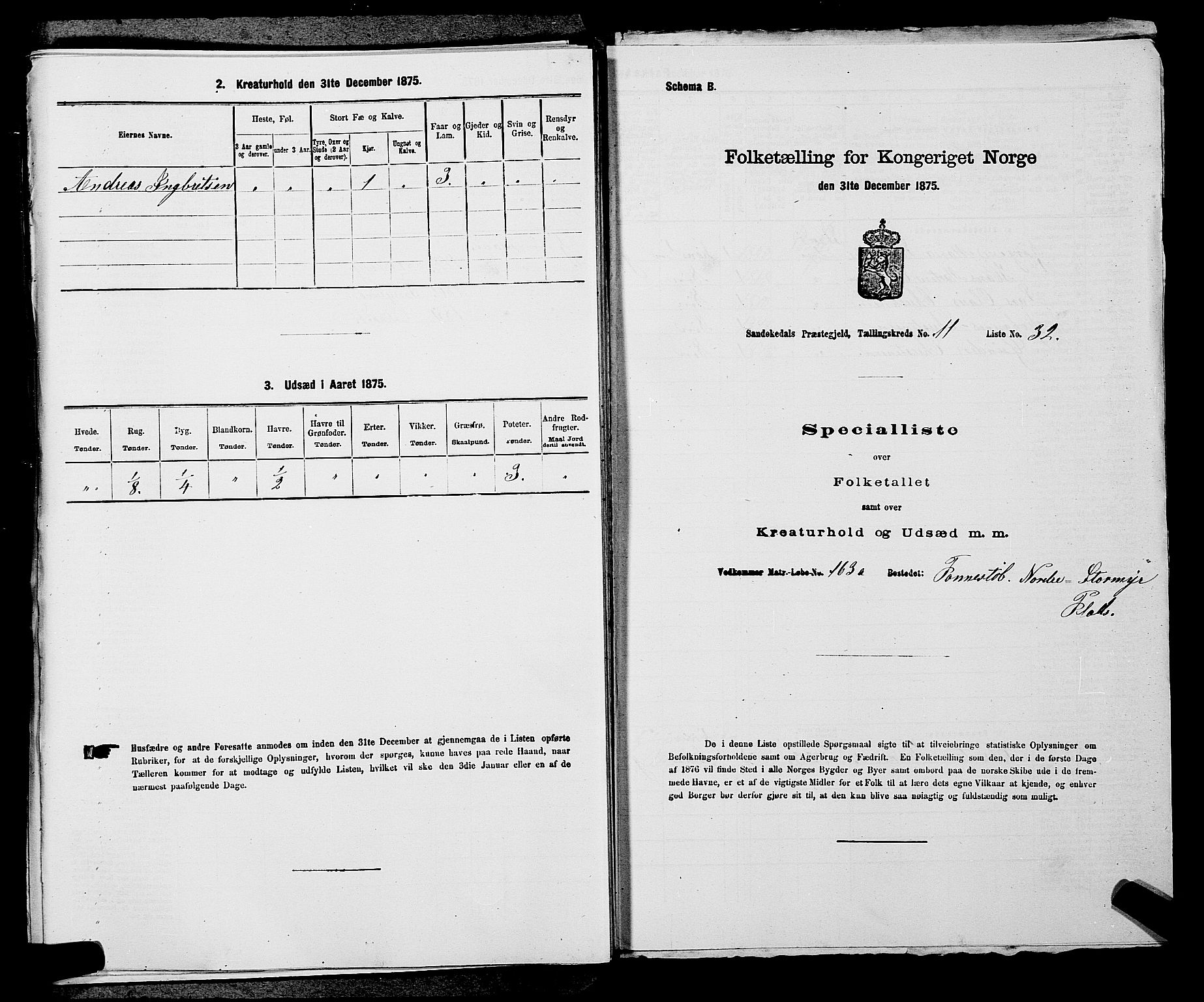 SAKO, 1875 census for 0816P Sannidal, 1875, p. 809