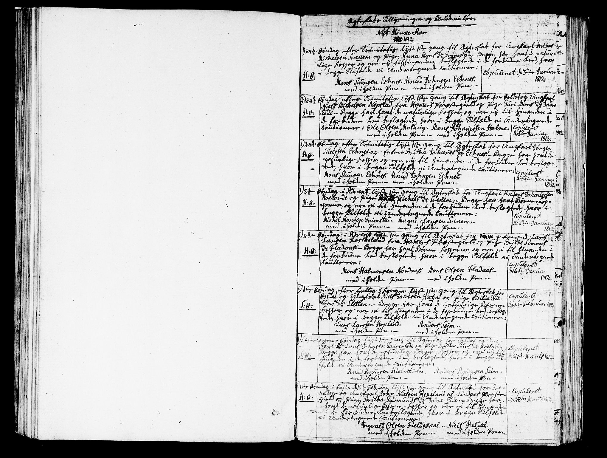 Hosanger sokneprestembete, SAB/A-75801/H/Haa: Parish register (official) no. A 4, 1811-1821, p. 142