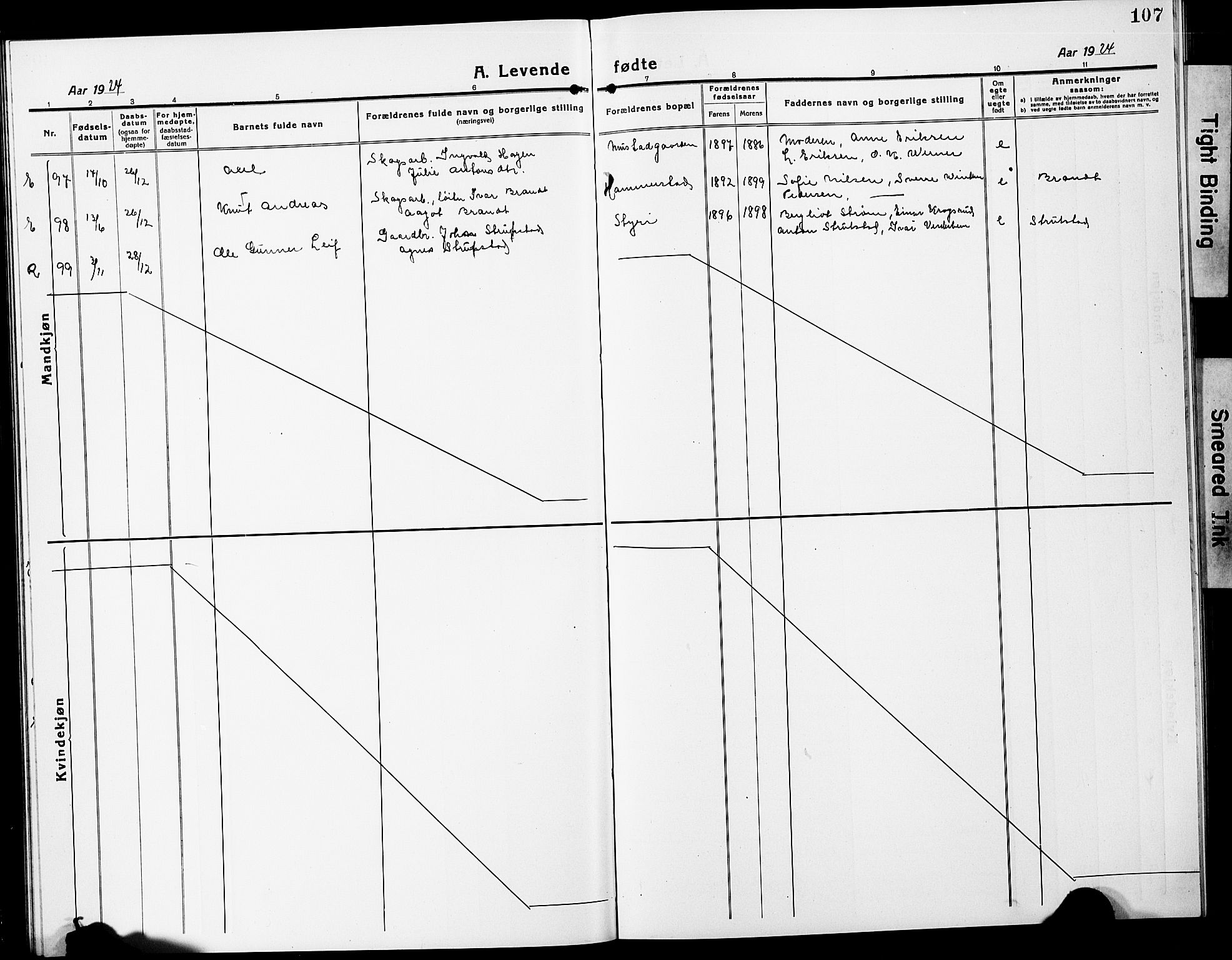 Eidsvoll prestekontor Kirkebøker, SAO/A-10888/G/Ga/L0010: Parish register (copy) no. I 10, 1919-1929, p. 107