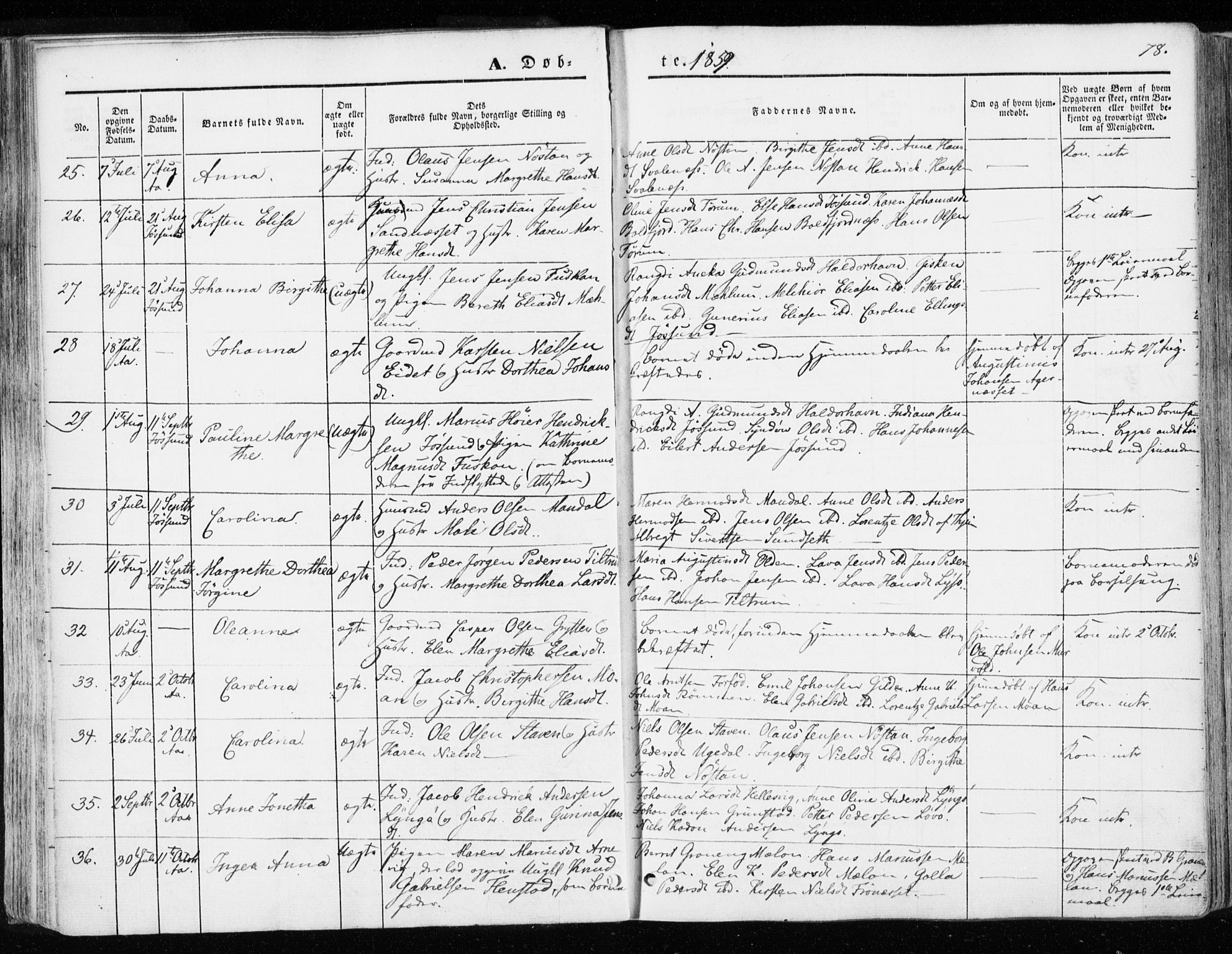 Ministerialprotokoller, klokkerbøker og fødselsregistre - Sør-Trøndelag, SAT/A-1456/655/L0677: Parish register (official) no. 655A06, 1847-1860, p. 78