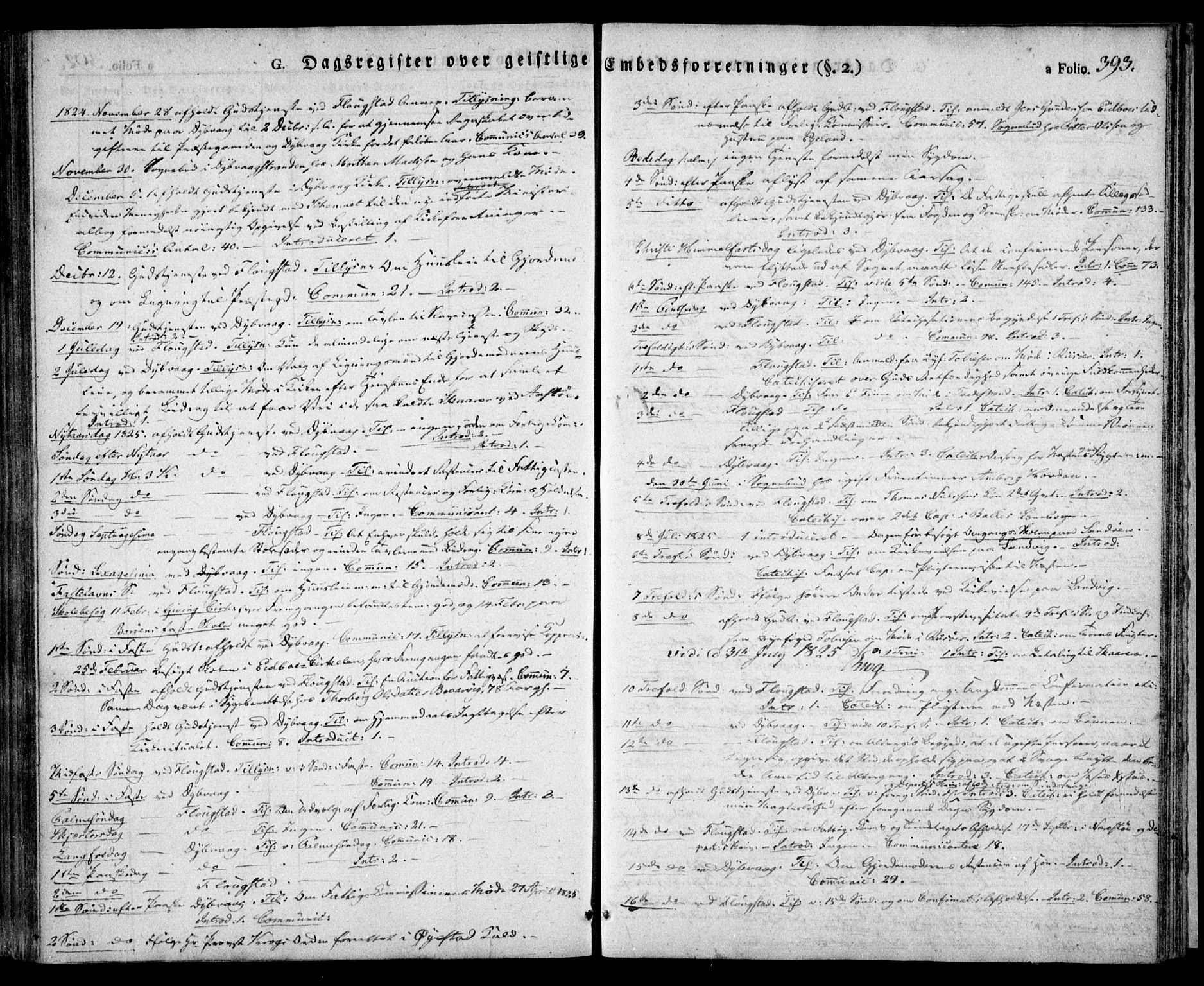 Dypvåg sokneprestkontor, SAK/1111-0007/F/Fa/Faa/L0004: Parish register (official) no. A 4, 1824-1840, p. 393