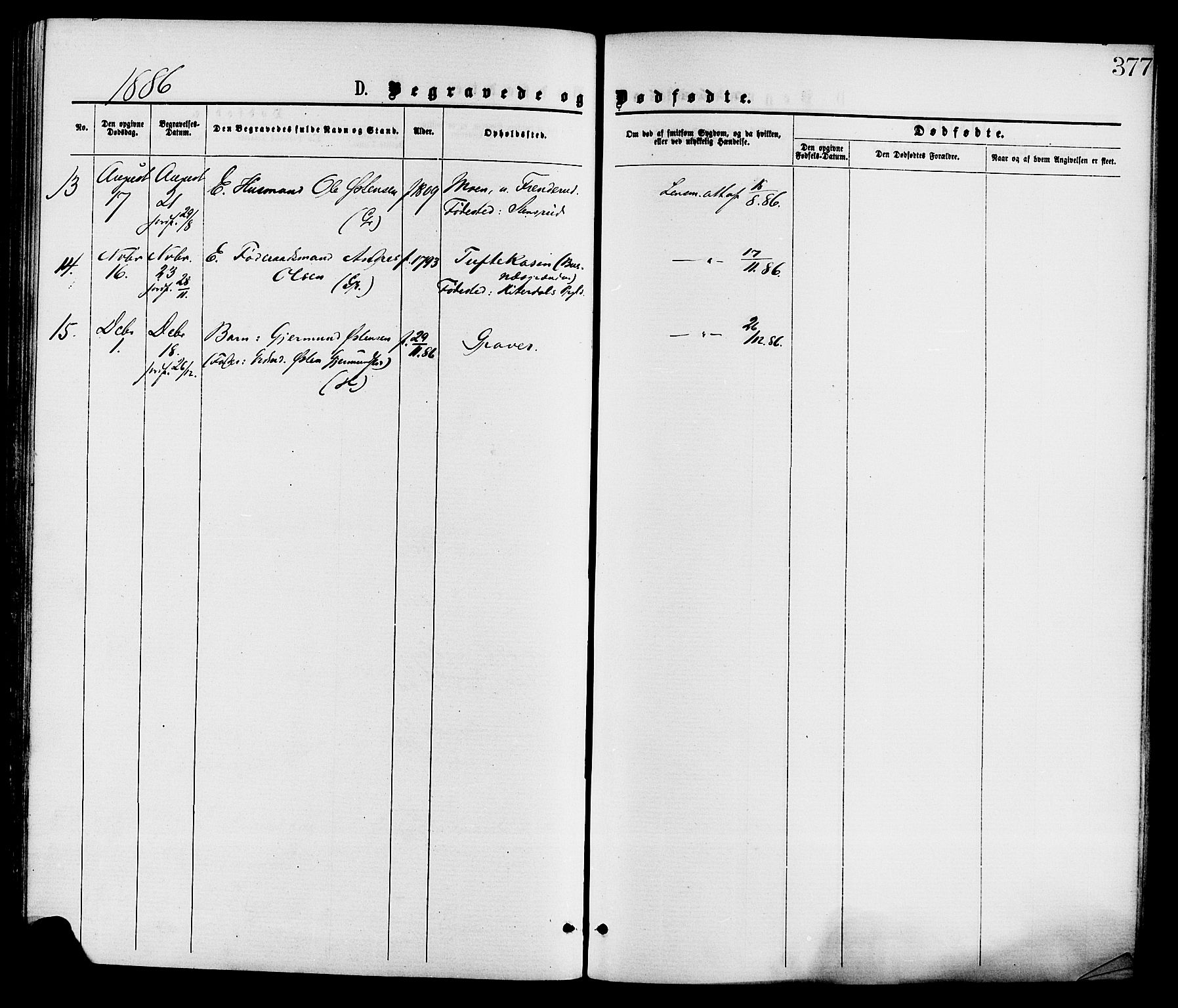 Gransherad kirkebøker, AV/SAKO-A-267/F/Fa/L0004: Parish register (official) no. I 4, 1871-1886, p. 377