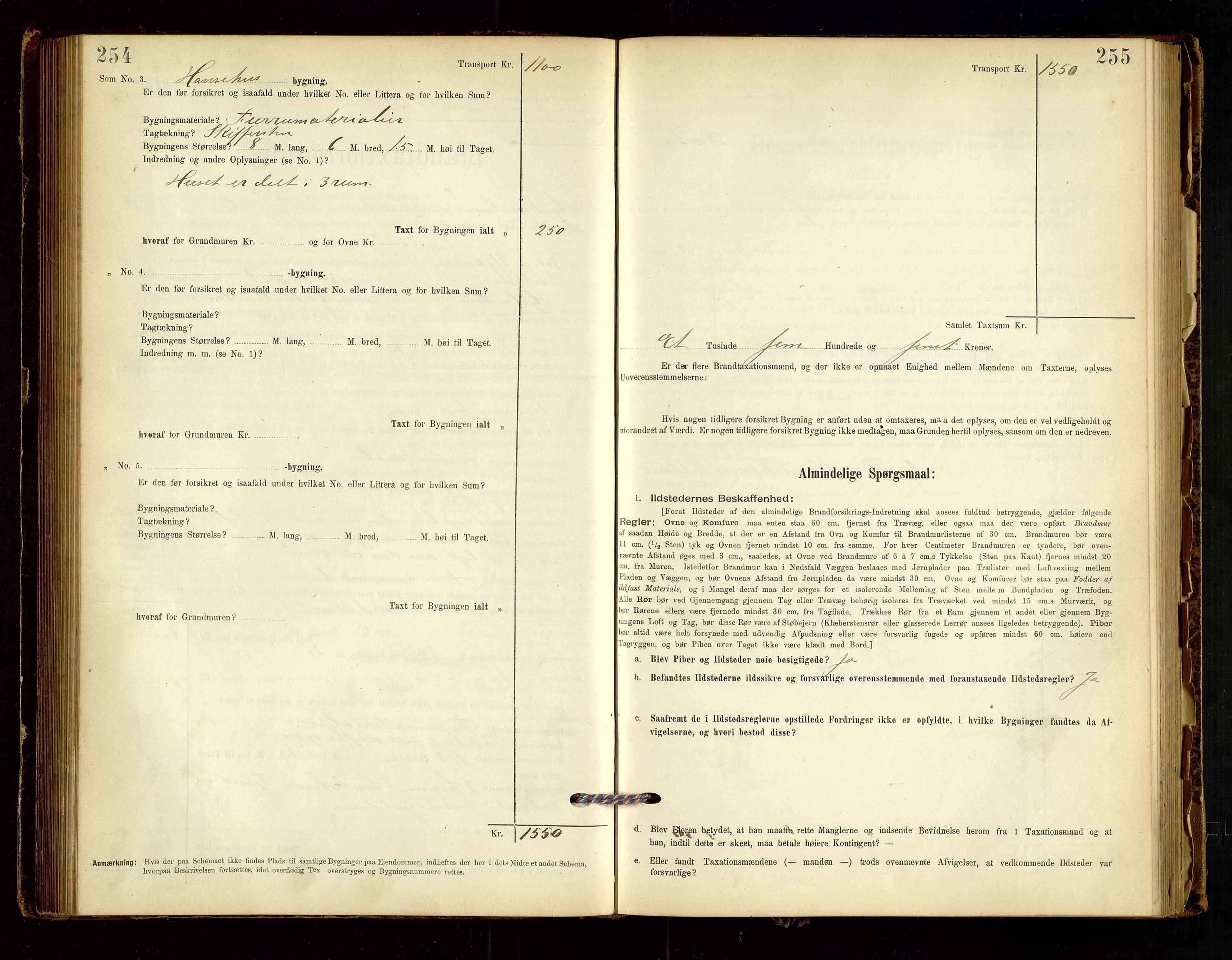 Hjelmeland lensmannskontor, AV/SAST-A-100439/Gob/L0001: "Brandtaxationsprotokol", 1895-1932, p. 254-255