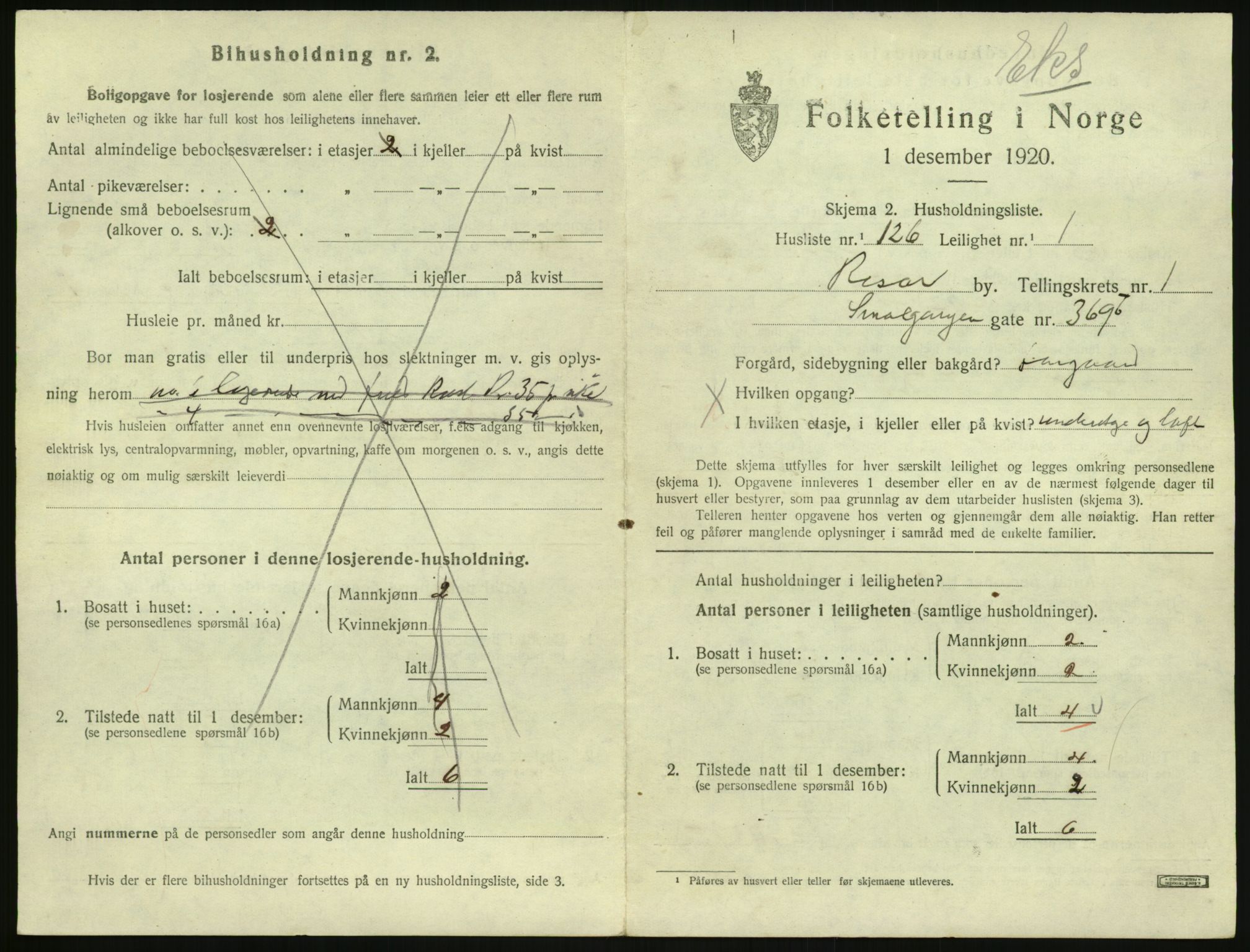 SAK, 1920 census for Risør, 1920, p. 1655