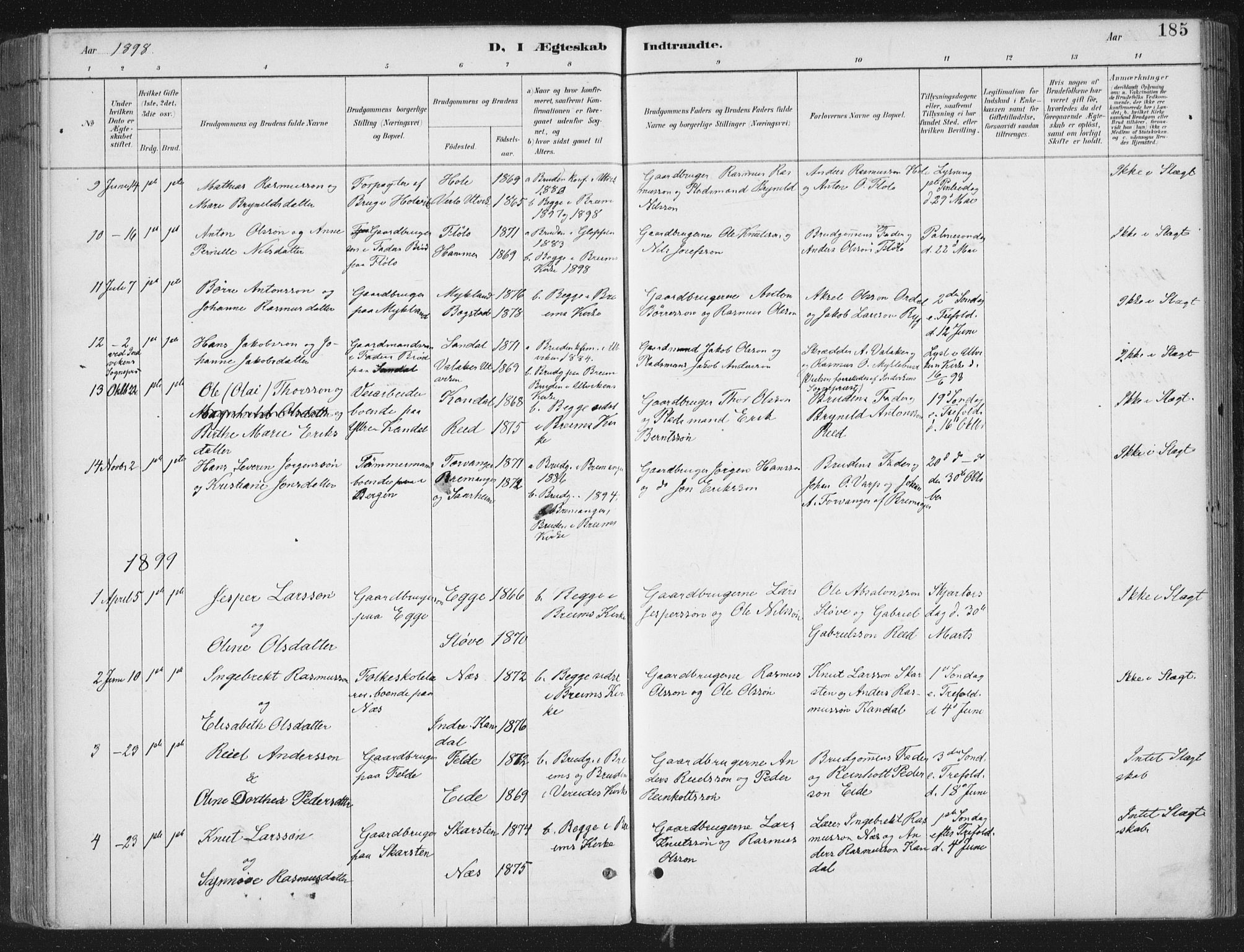 Gloppen sokneprestembete, AV/SAB-A-80101/H/Haa/Haac/L0002: Parish register (official) no. C  2, 1887-1904, p. 185