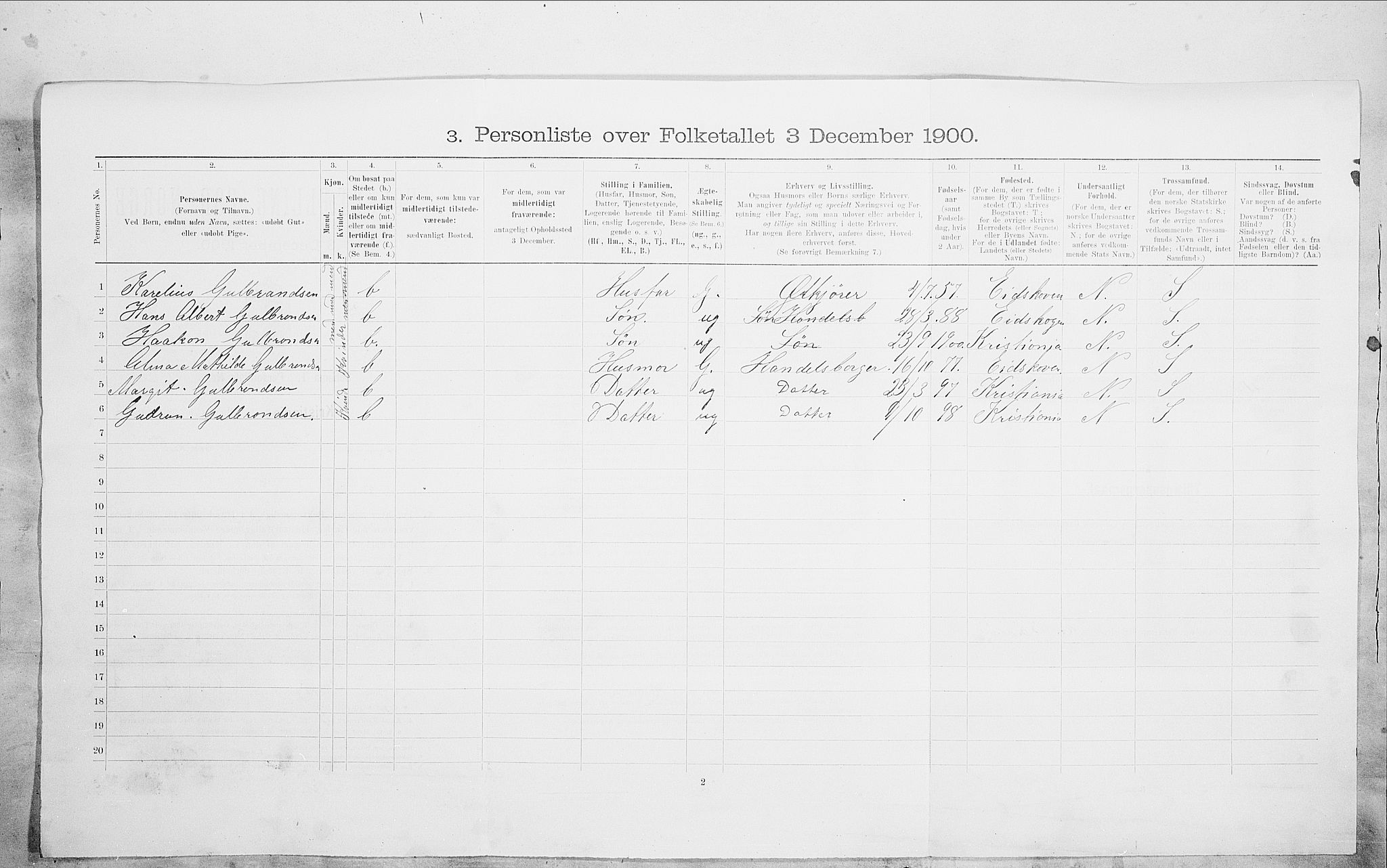 SAO, 1900 census for Kristiania, 1900, p. 93480