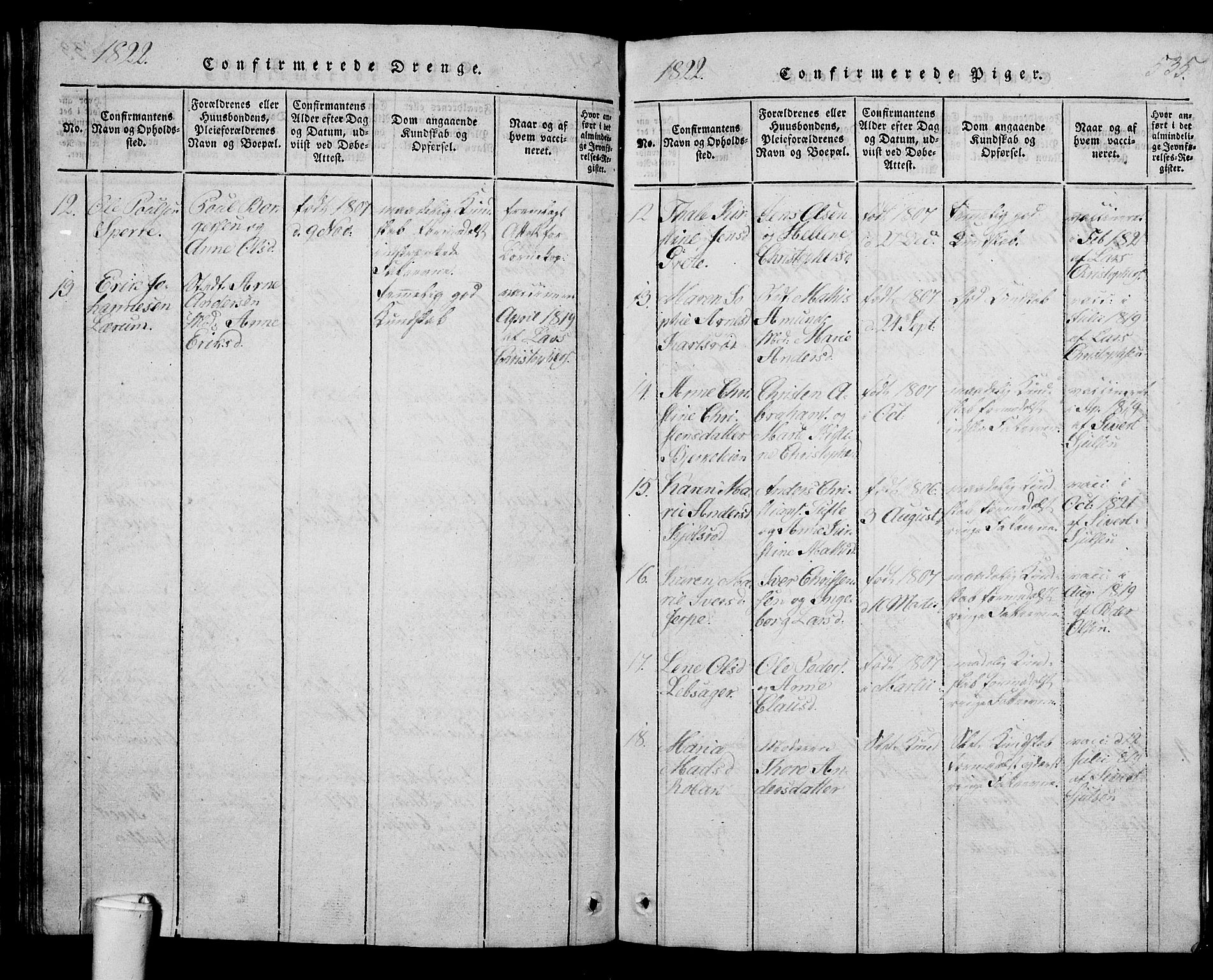 Våle kirkebøker, AV/SAKO-A-334/G/Ga/L0001: Parish register (copy) no. I 1, 1814-1824, p. 534-535