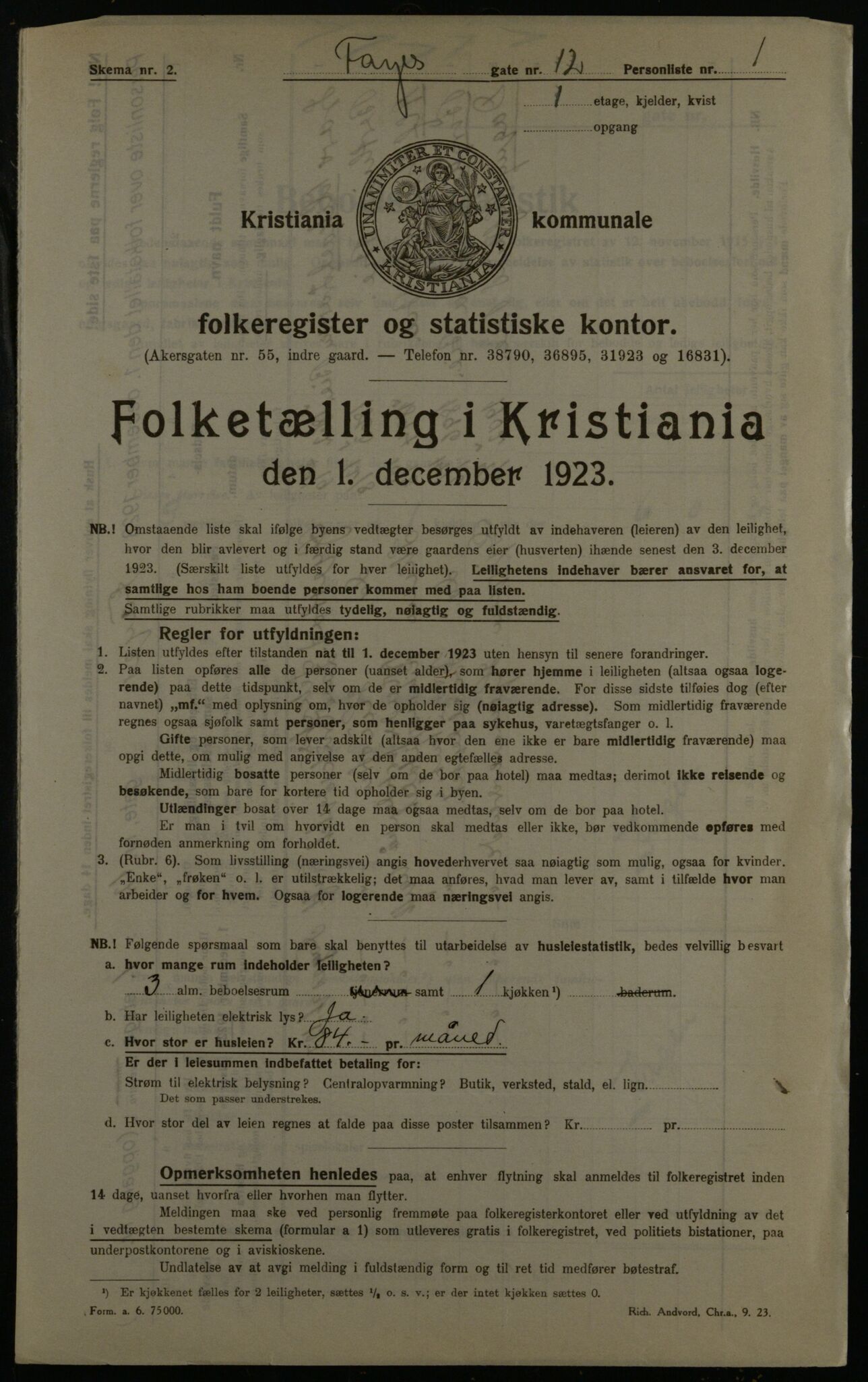 OBA, Municipal Census 1923 for Kristiania, 1923, p. 26972