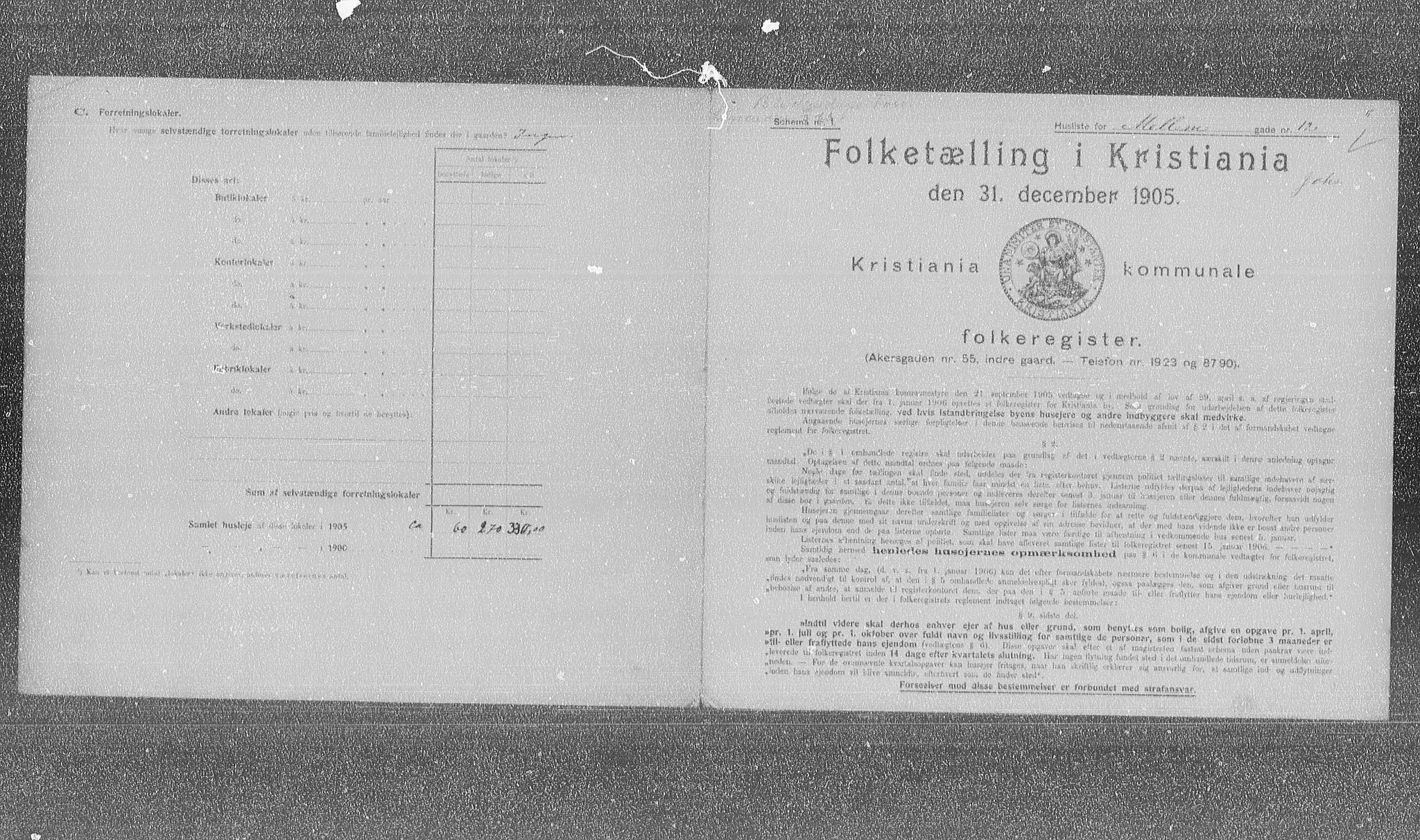 OBA, Municipal Census 1905 for Kristiania, 1905, p. 34222