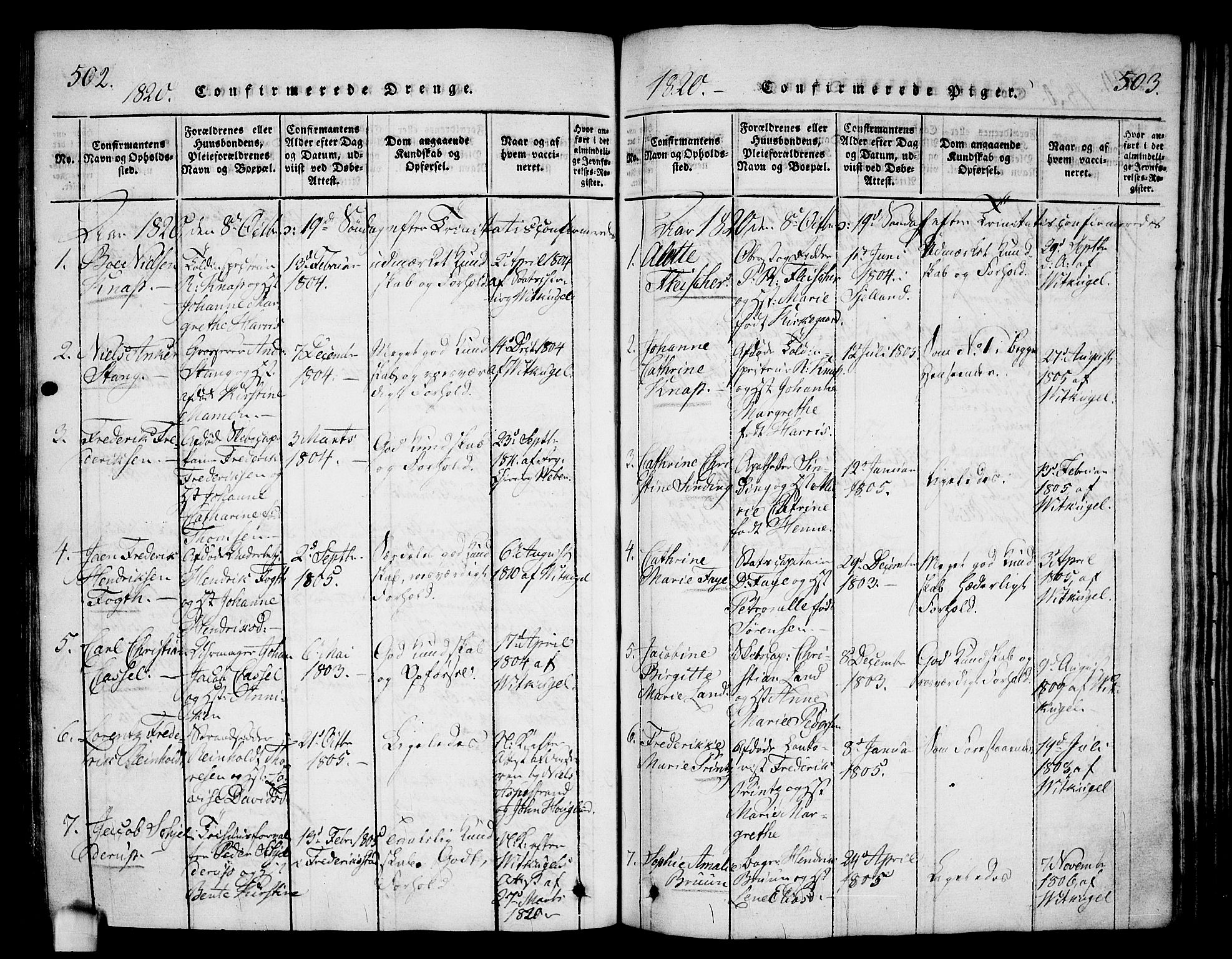 Halden prestekontor Kirkebøker, SAO/A-10909/G/Ga/L0001: Parish register (copy) no. 1, 1815-1833, p. 502-503