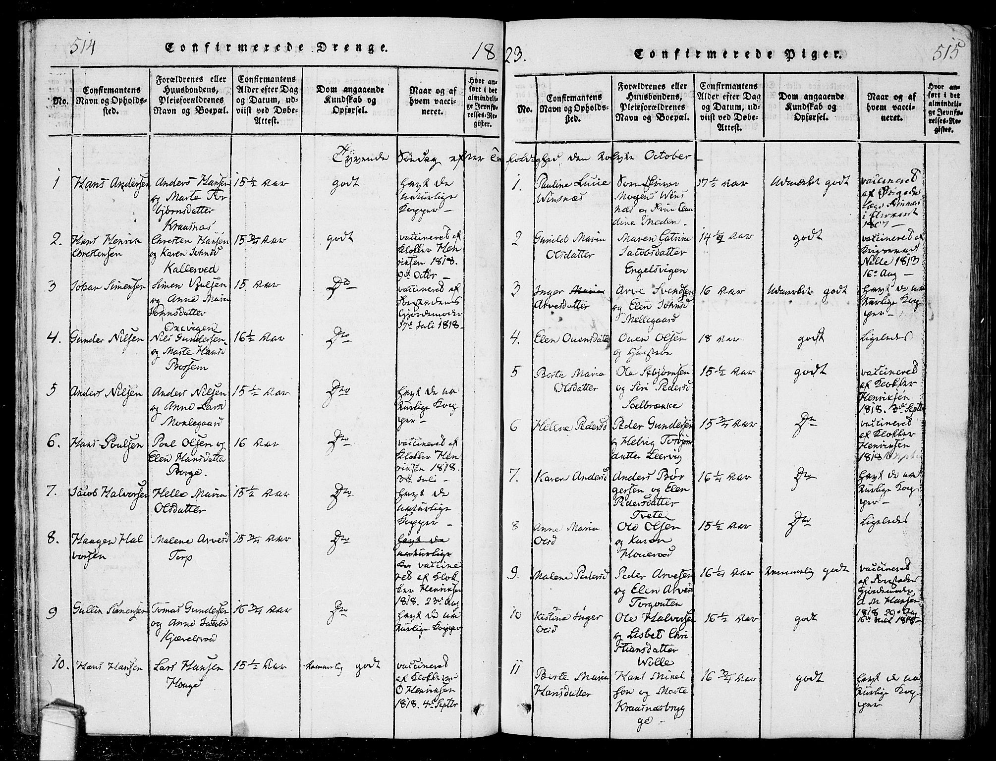 Onsøy prestekontor Kirkebøker, SAO/A-10914/F/Fa/L0002: Parish register (official) no. I 2, 1814-1840, p. 514-515