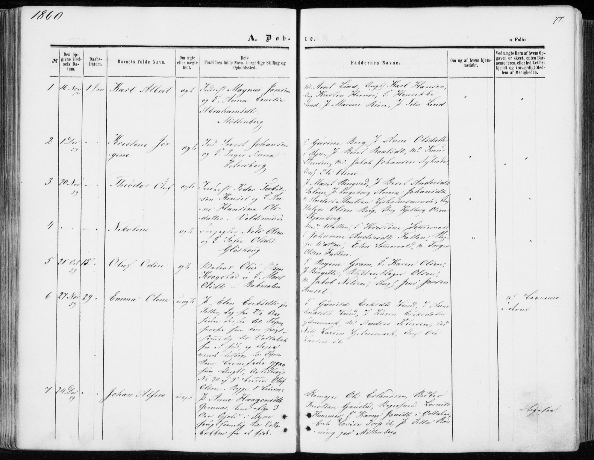 Ministerialprotokoller, klokkerbøker og fødselsregistre - Sør-Trøndelag, SAT/A-1456/606/L0292: Parish register (official) no. 606A07, 1856-1865, p. 77