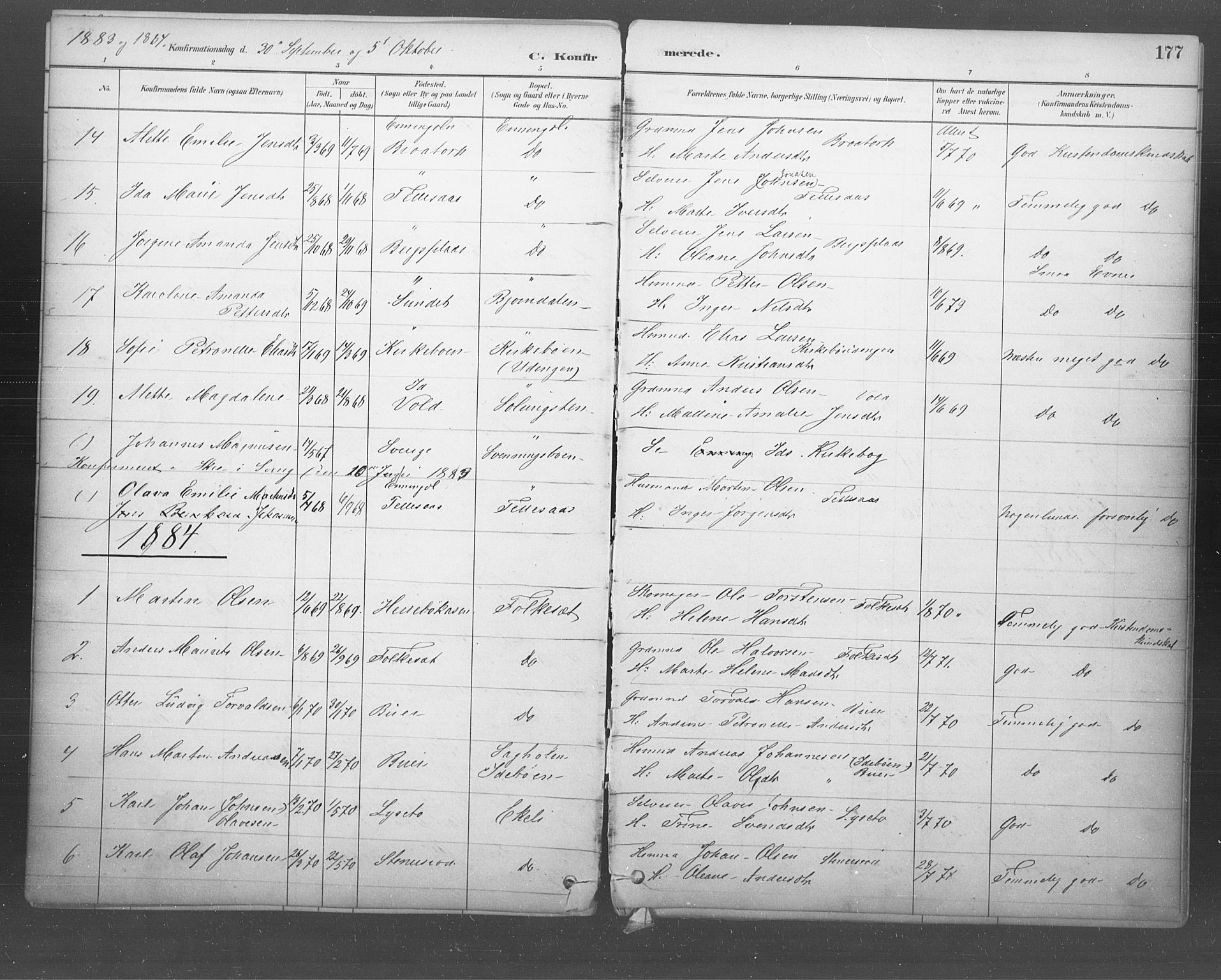 Idd prestekontor Kirkebøker, SAO/A-10911/F/Fb/L0002: Parish register (official) no. II 2, 1882-1923, p. 177