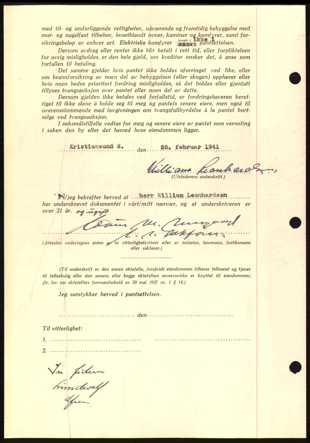 Kristiansund byfogd, AV/SAT-A-4587/A/27: Mortgage book no. 33, 1939-1941, Diary no: : 136/1941