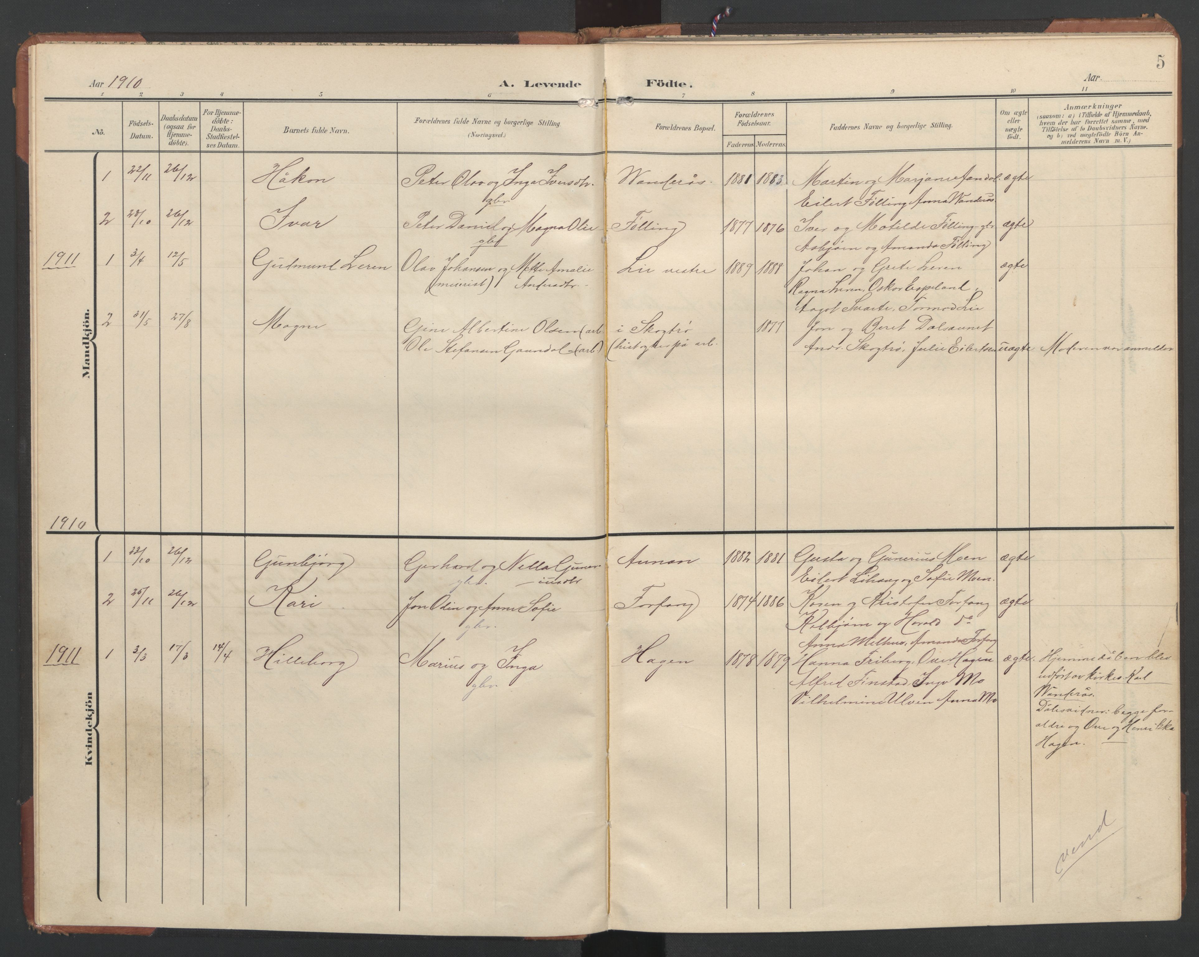 Ministerialprotokoller, klokkerbøker og fødselsregistre - Nord-Trøndelag, AV/SAT-A-1458/748/L0465: Parish register (copy) no. 748C01, 1908-1960, p. 5