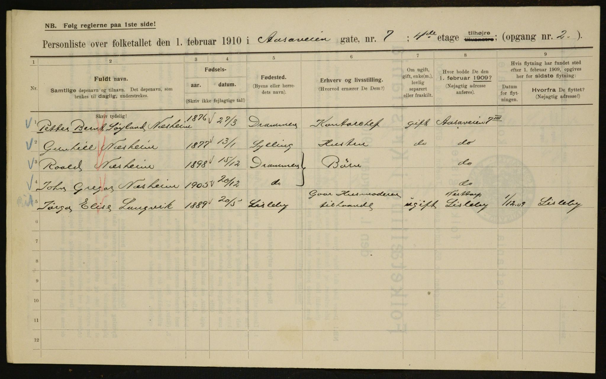 OBA, Municipal Census 1910 for Kristiania, 1910, p. 124158