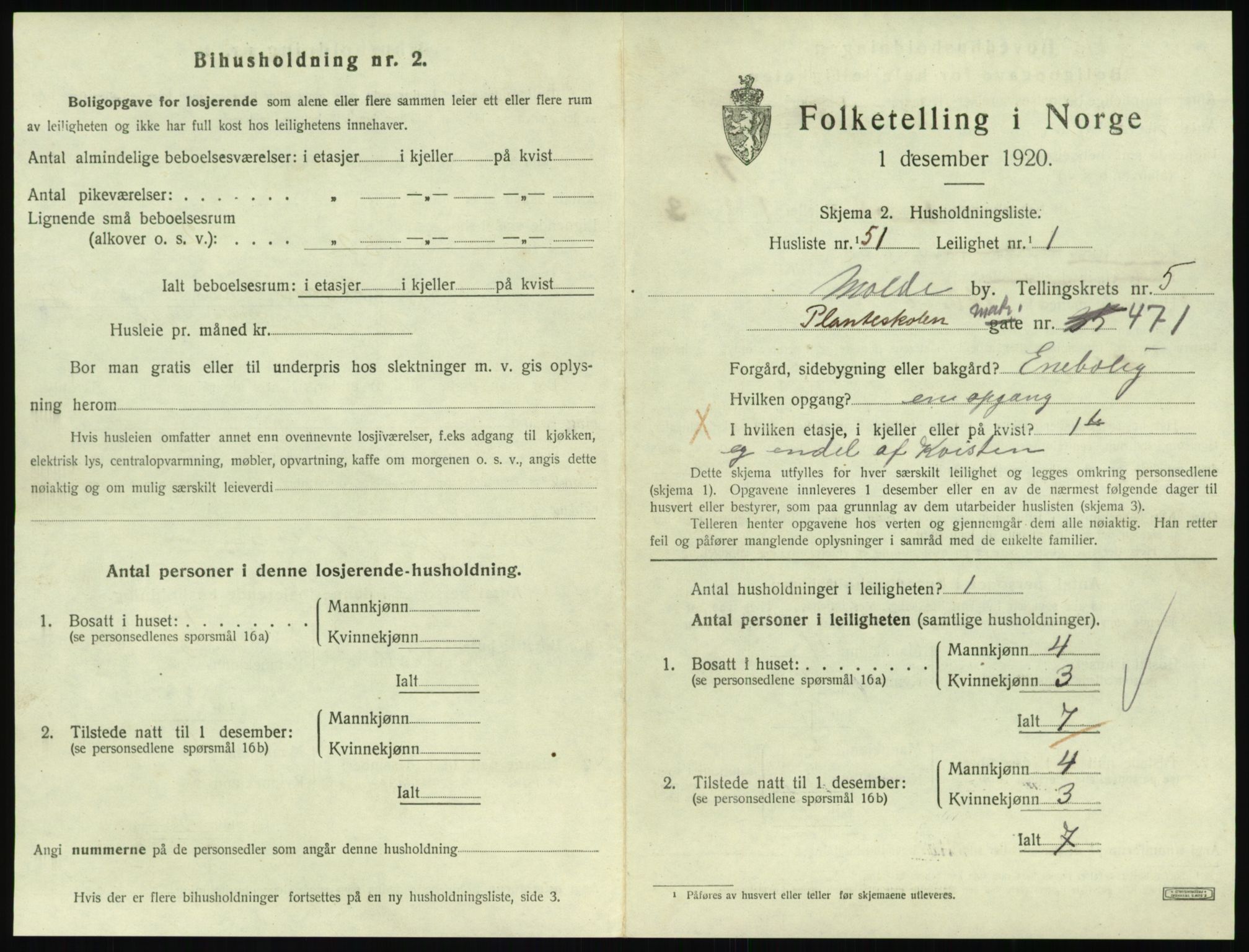 SAT, 1920 census for Molde, 1920, p. 1955