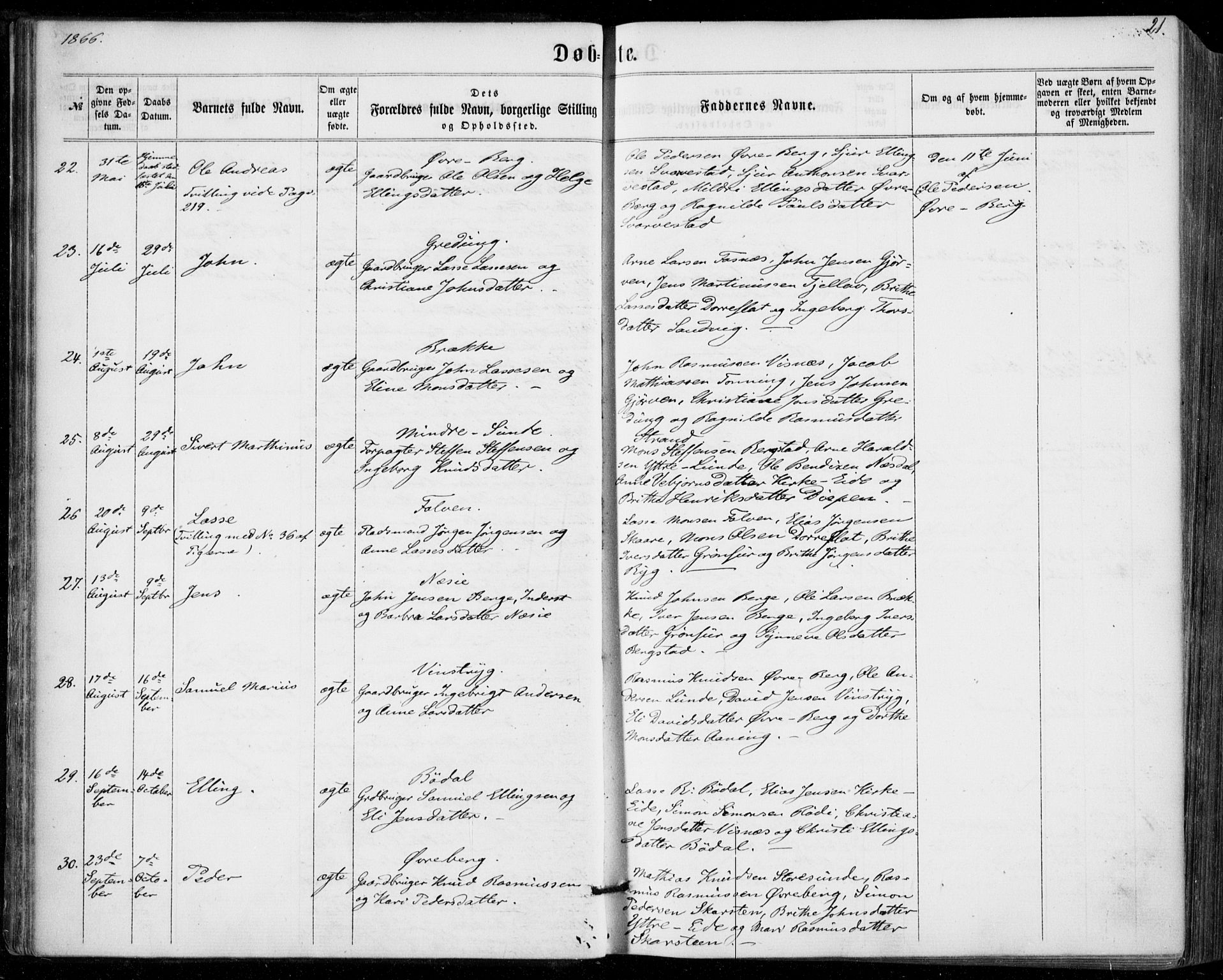 Stryn Sokneprestembete, AV/SAB-A-82501: Parish register (official) no. A 3, 1862-1877, p. 21