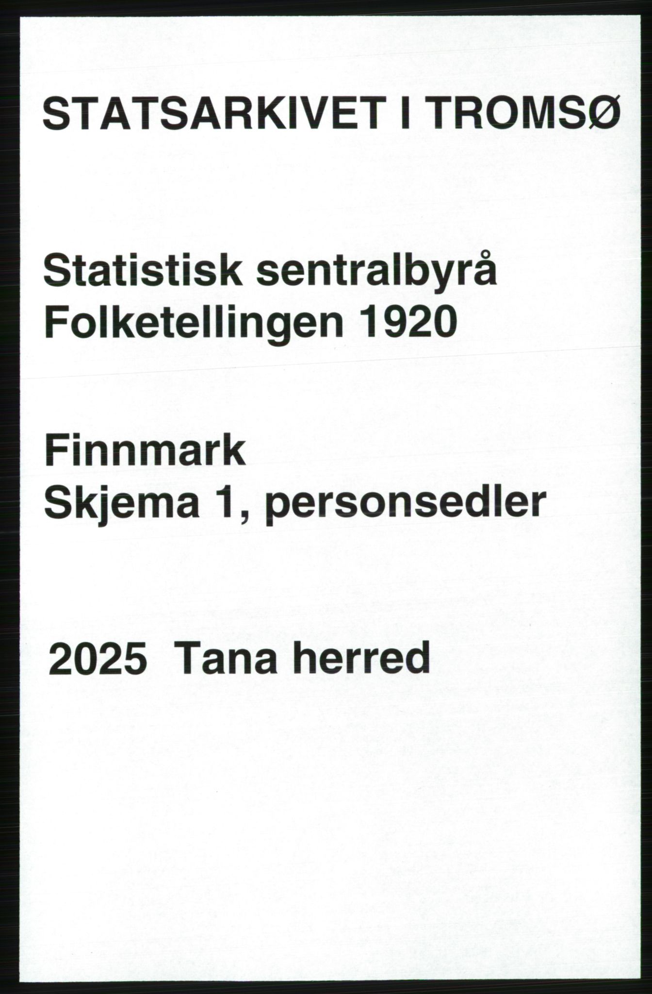 SATØ, 1920 census for Tana, 1920, p. 584