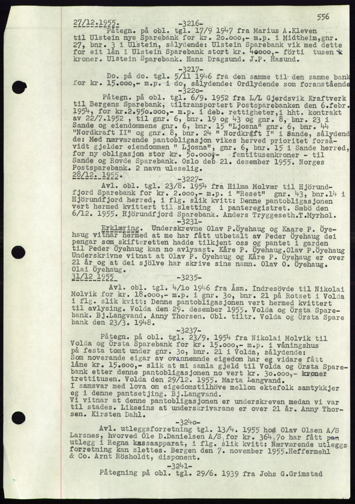 Søre Sunnmøre sorenskriveri, AV/SAT-A-4122/1/2/2C/L0072: Mortgage book no. 66, 1941-1955, Diary no: : 3216/1955